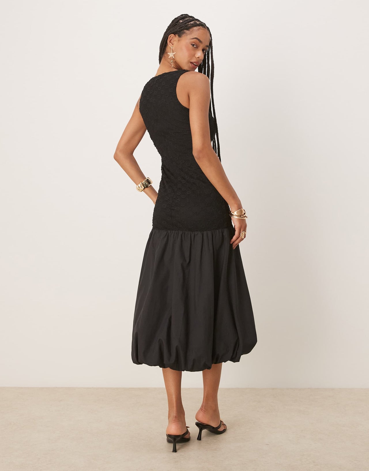 Bardot Melody lace poplin maxi dress in black