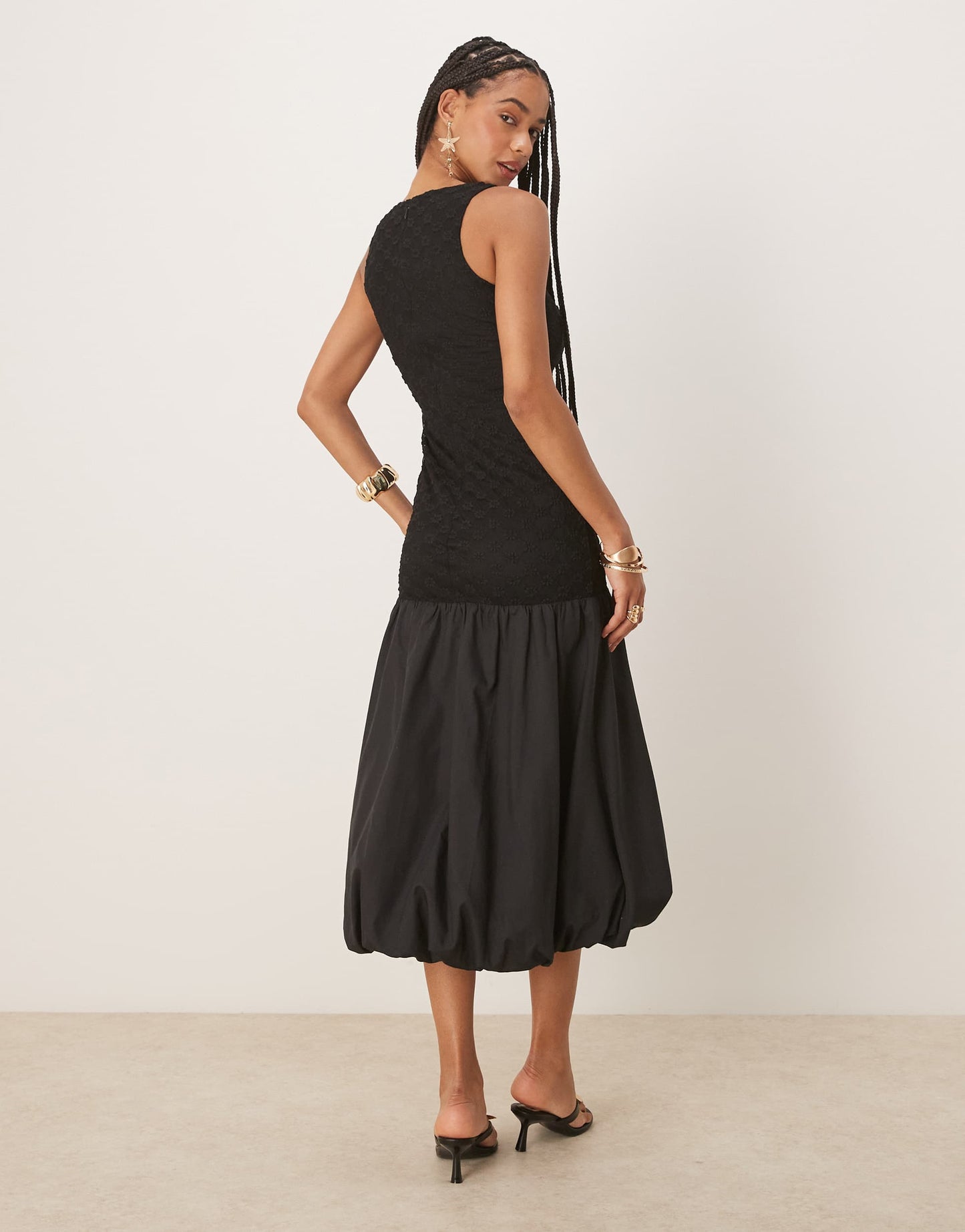 Bardot Melody lace poplin maxi dress in black