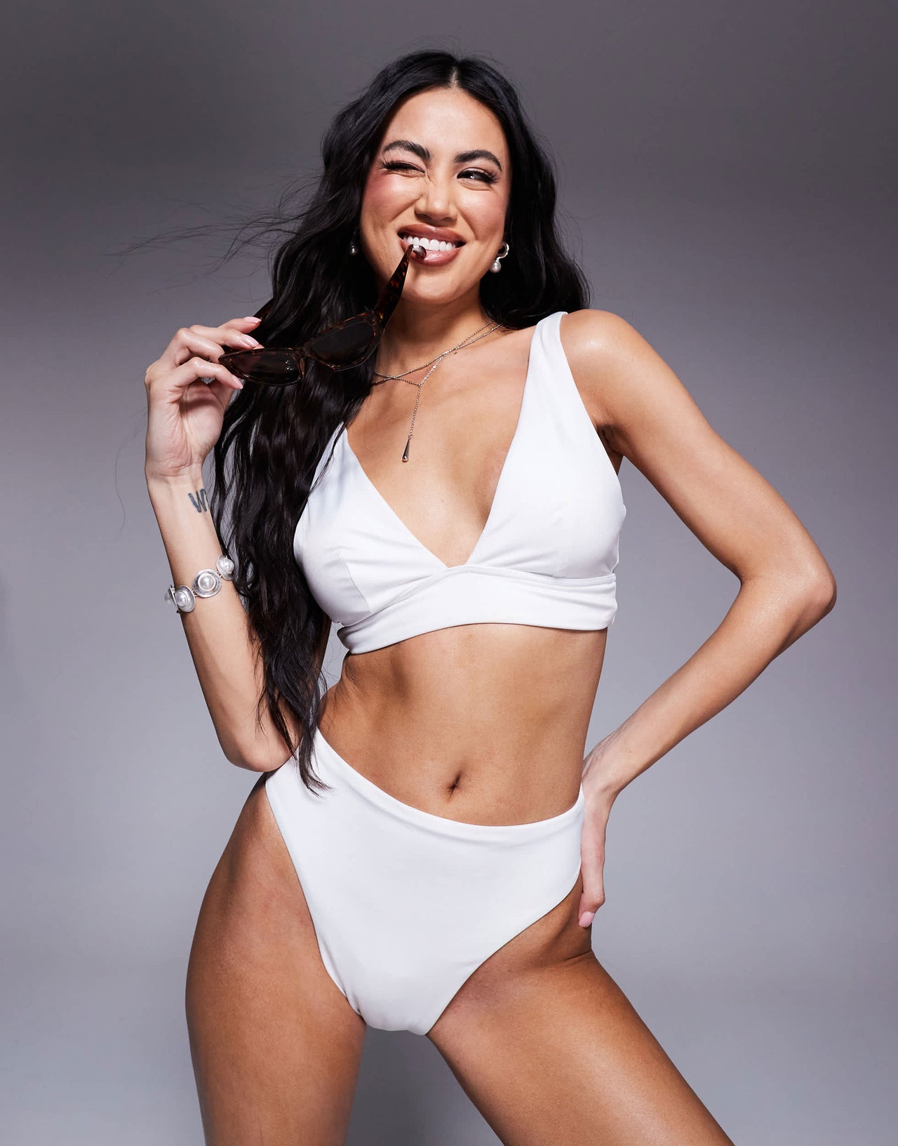 ASOS DESIGN Maya mix and match high leg high waist bikini bottom in white
