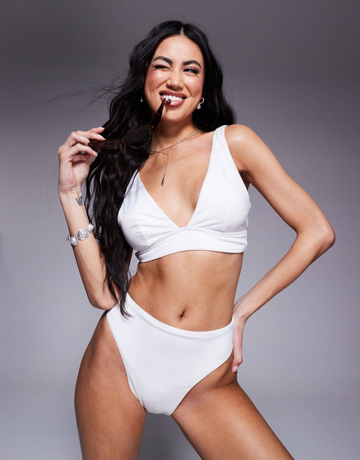 ASOS DESIGN Maya mix and match high leg high waist bikini bottom in white
