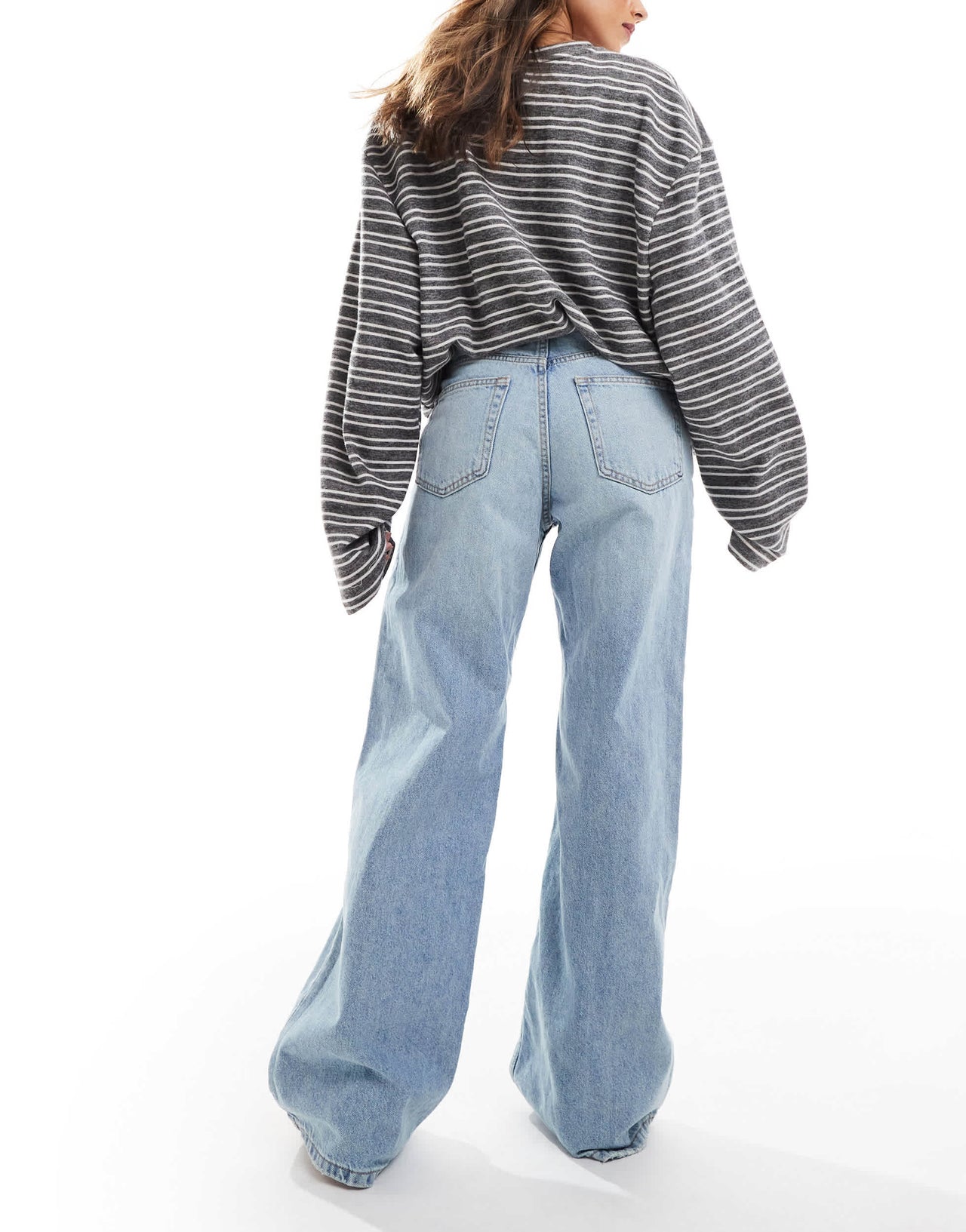 Pull&Bear wide leg jeans in light blue