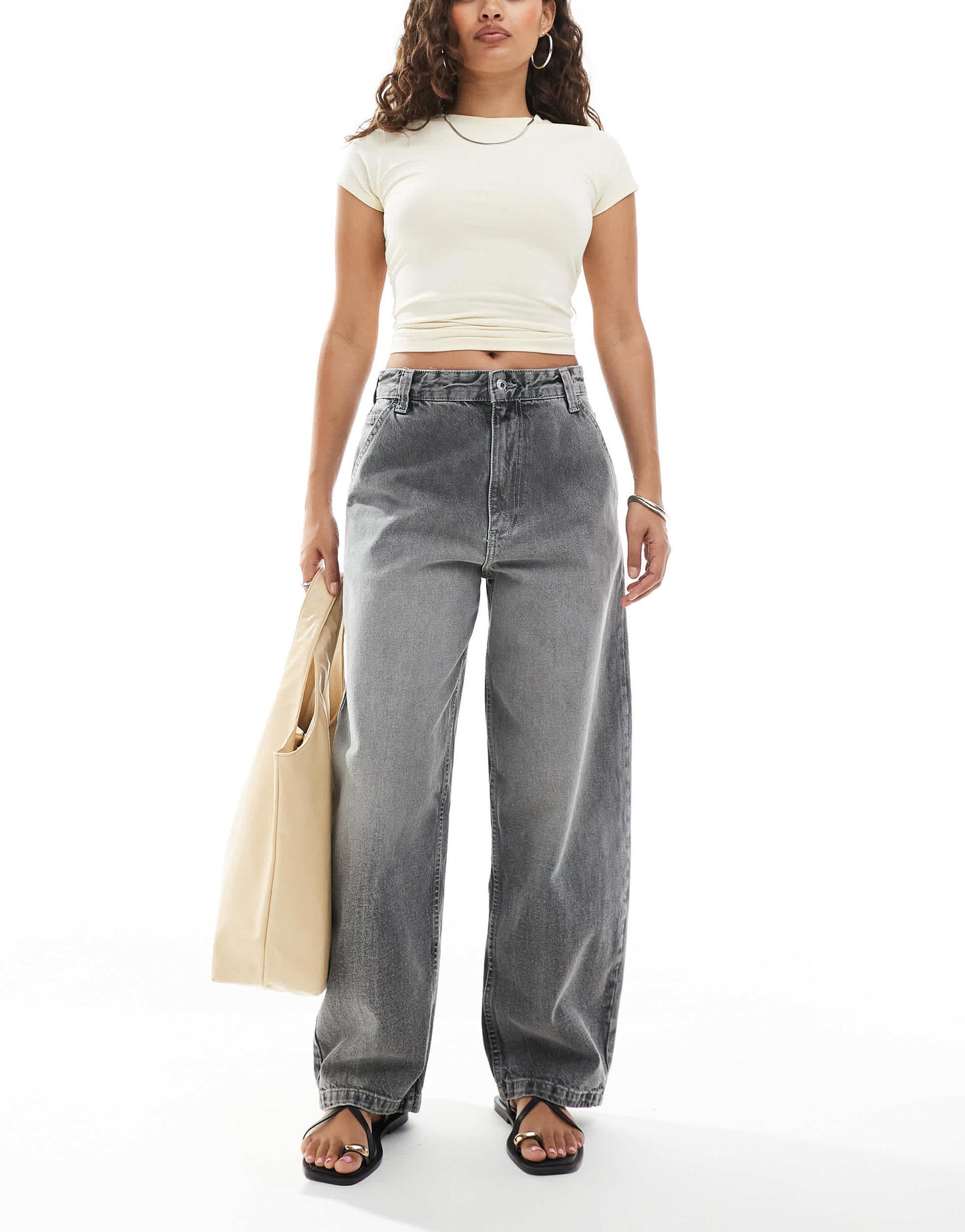 Bershka Petite skater jeans in grey