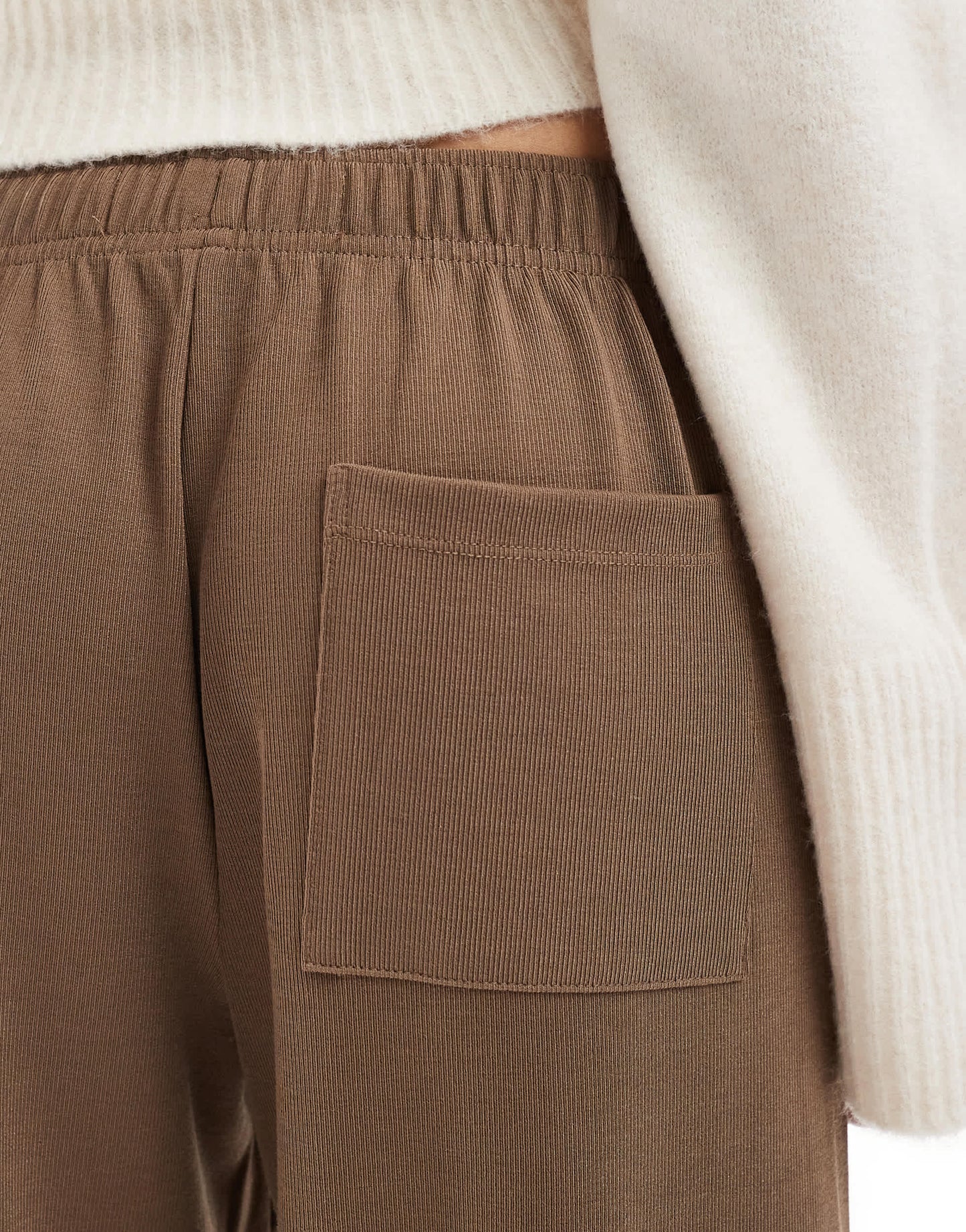 Bershka wide leg soft knit joggers in brown