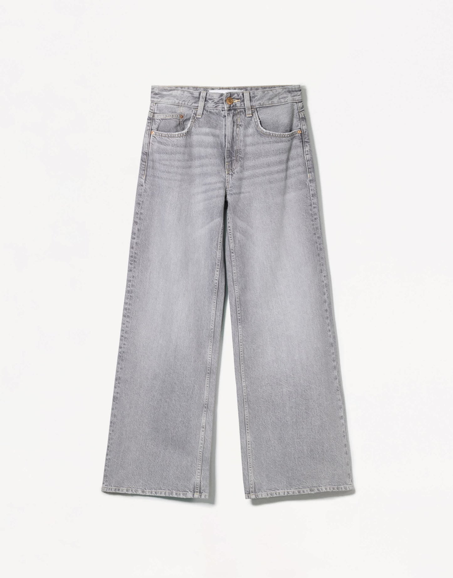 Bershka petite high waisted wide leg jeans in grey