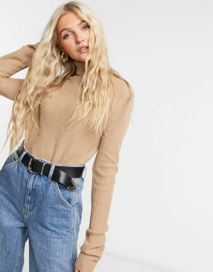 QED London turtle neck jumper in oatmeal
