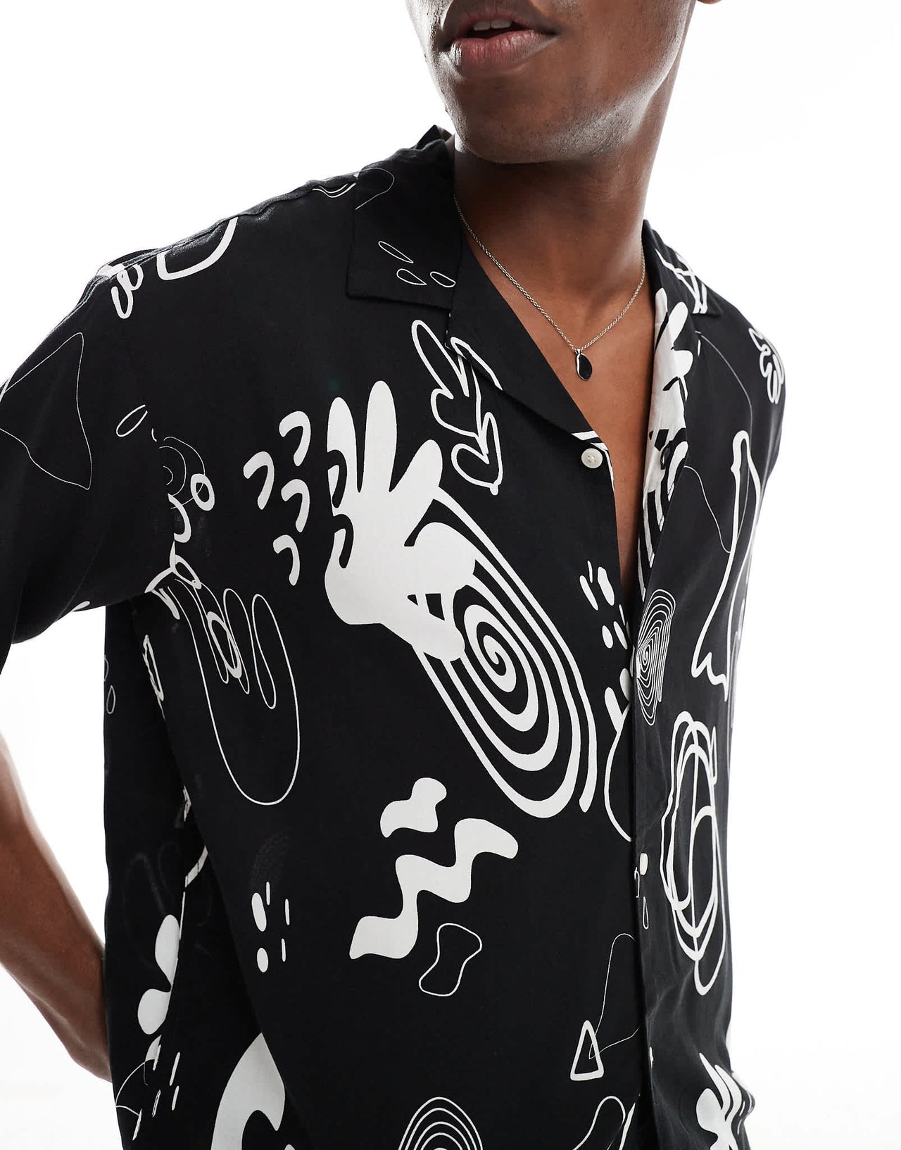 Jack & Jones oversize shirt with multi print in black