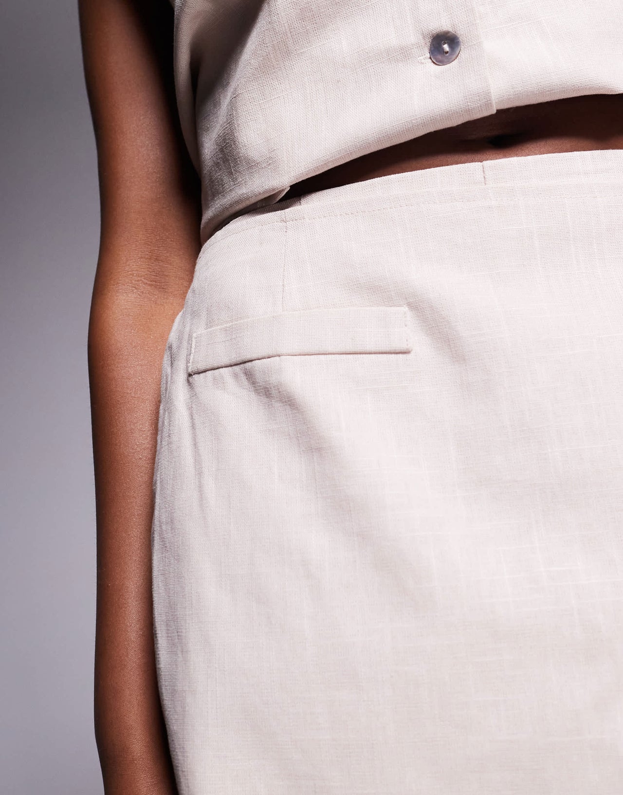 Kaiia exclusive linen look wrap detail mini skort co-ord in stone