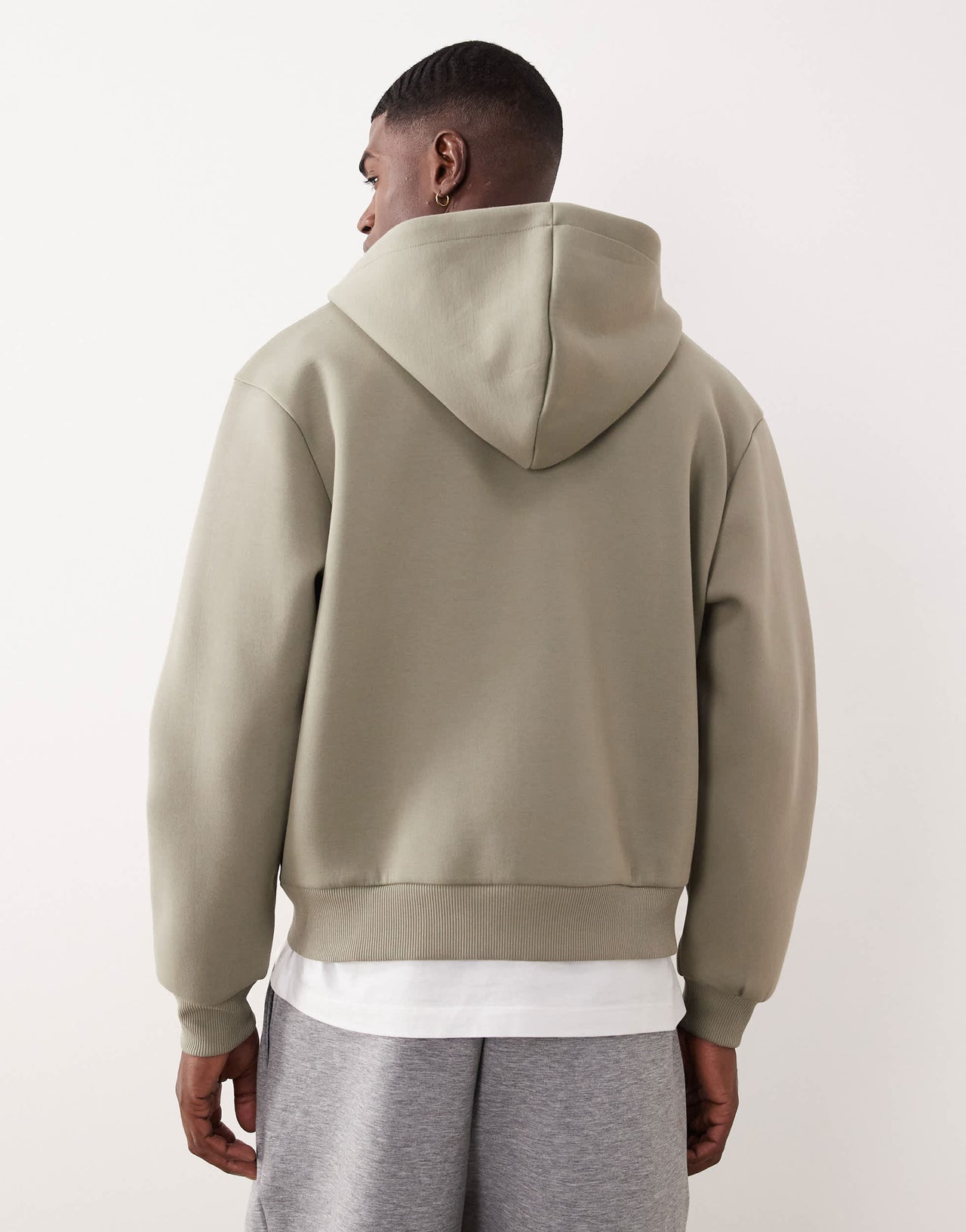ASOS DESIGN heavyweight relaxed boxy zip through hoodie in scuba-style fabric in khaki - KHAKI