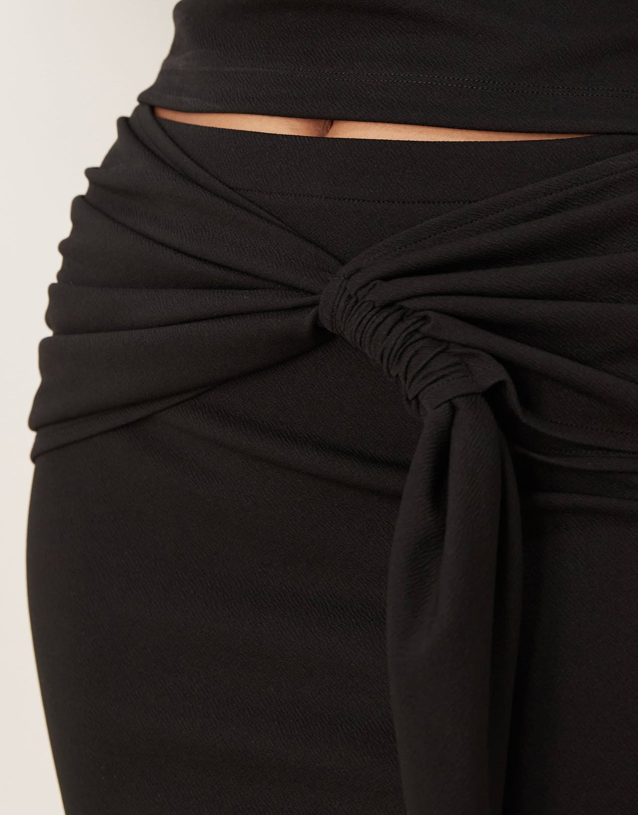 ASOS DESIGN draped tie waist detail mini skirt co ord in black