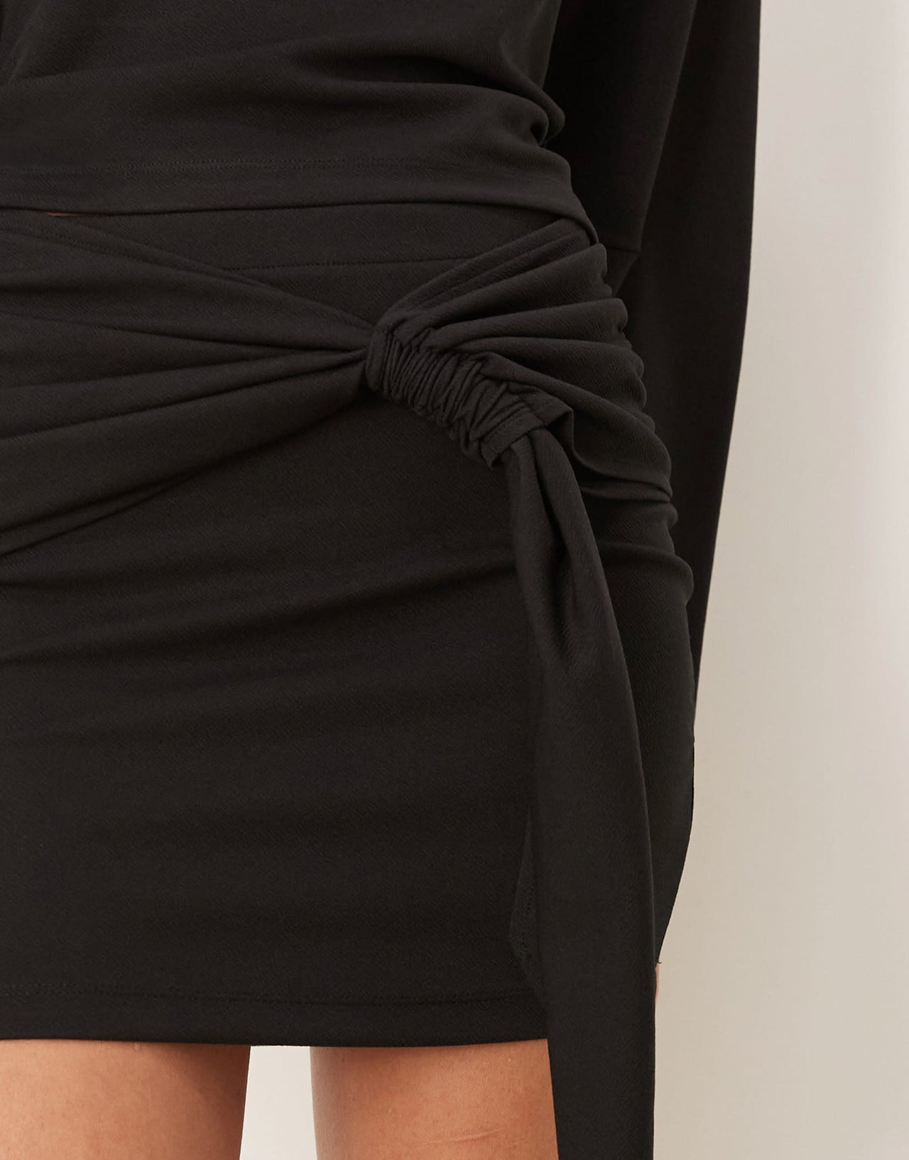 ASOS DESIGN draped tie waist detail mini skirt co ord in black