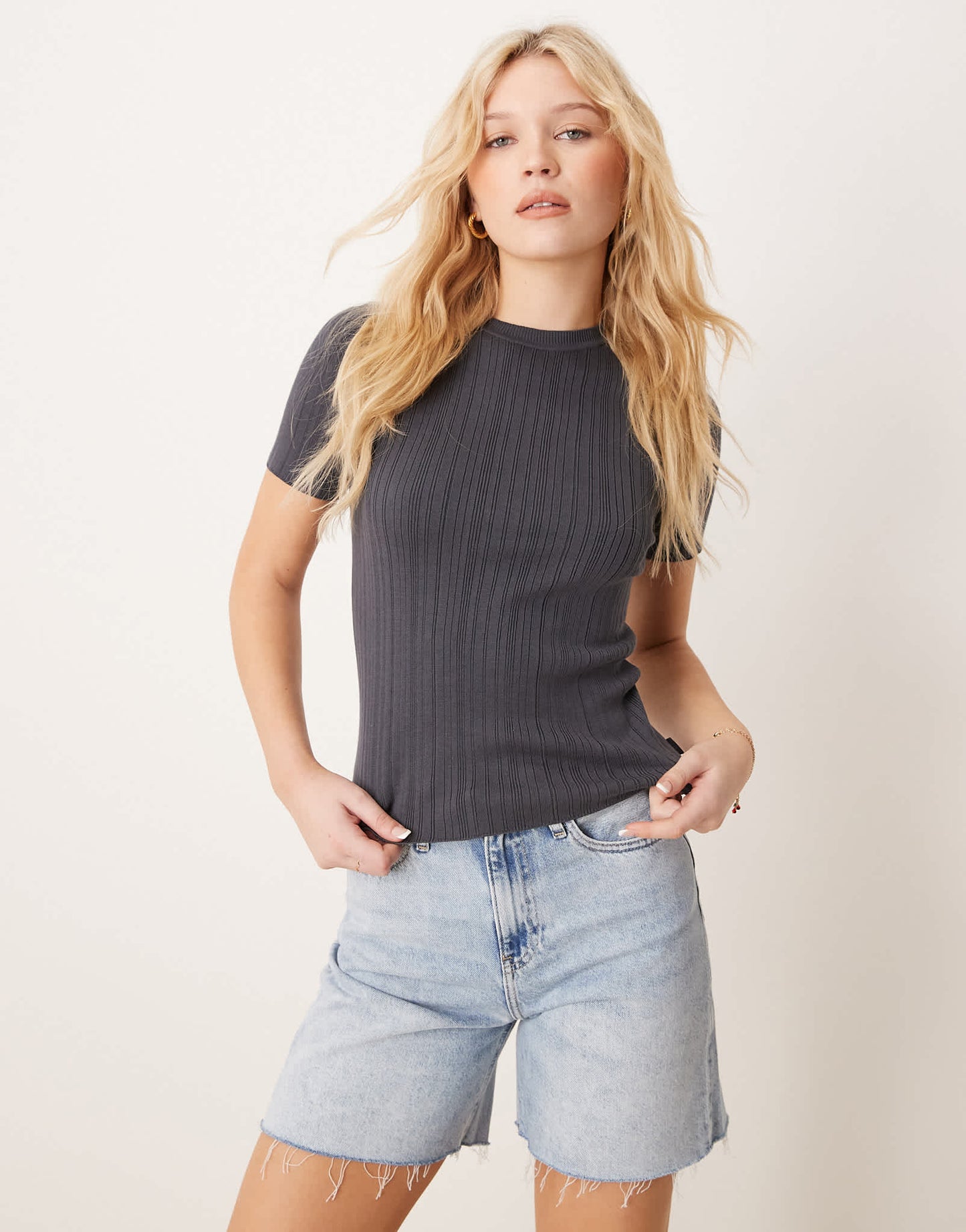 Calvin Klein Jeans ribbed t-shirt in dark grey