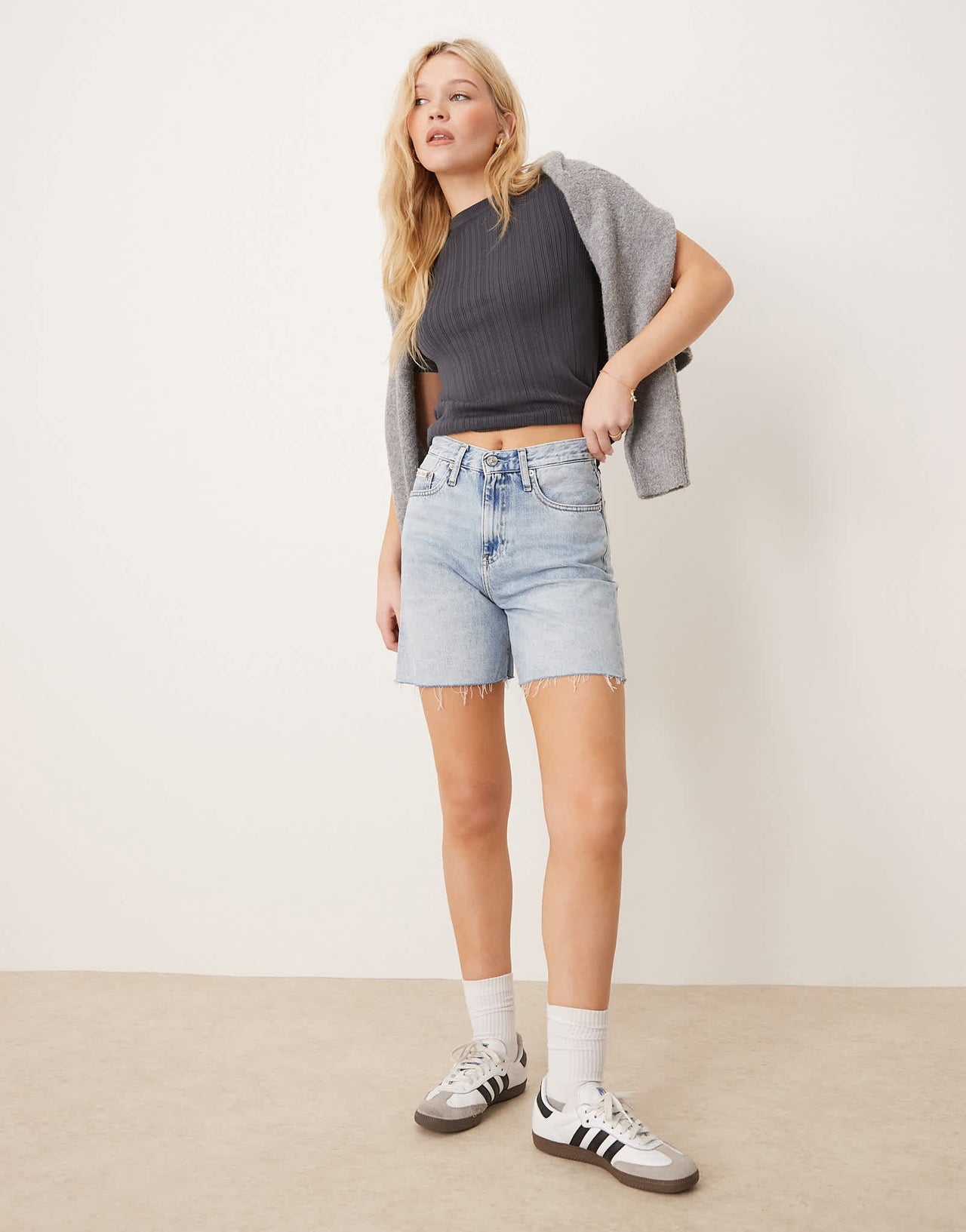 Calvin Klein Jeans ribbed t-shirt in dark grey