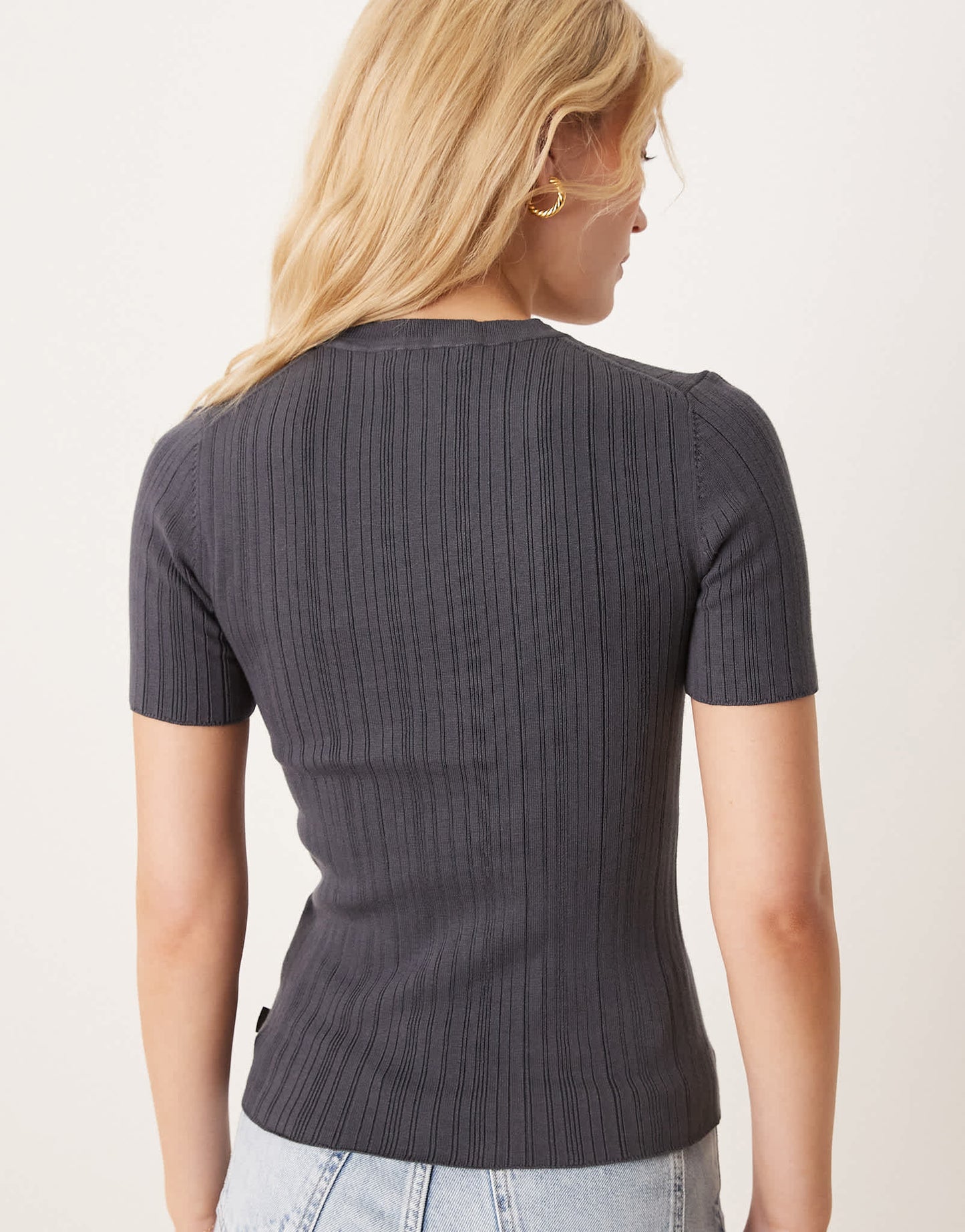 Calvin Klein Jeans ribbed t-shirt in dark grey