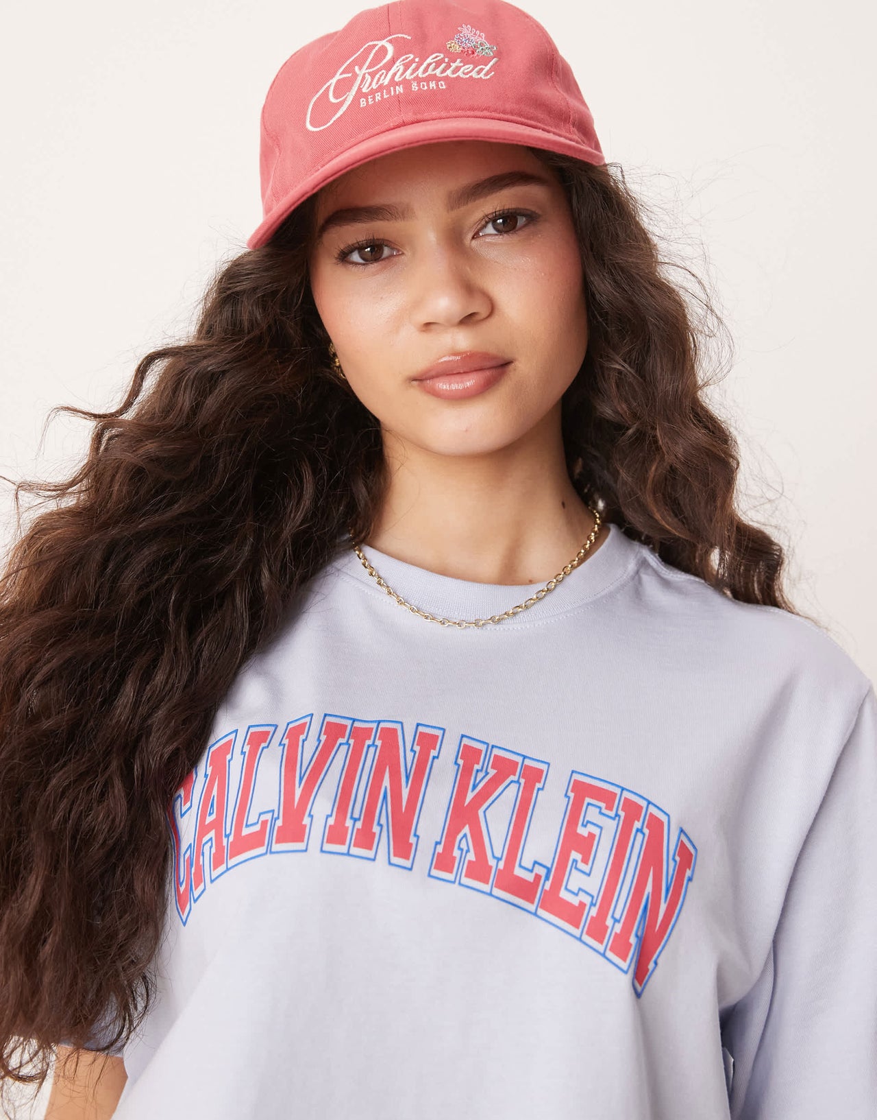 Calvin Klein varsity t-shirt in baby blue