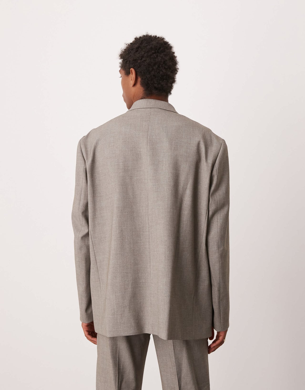 ASOS DESIGN double breasted slouchy oversized suit jacket in grey melange texture