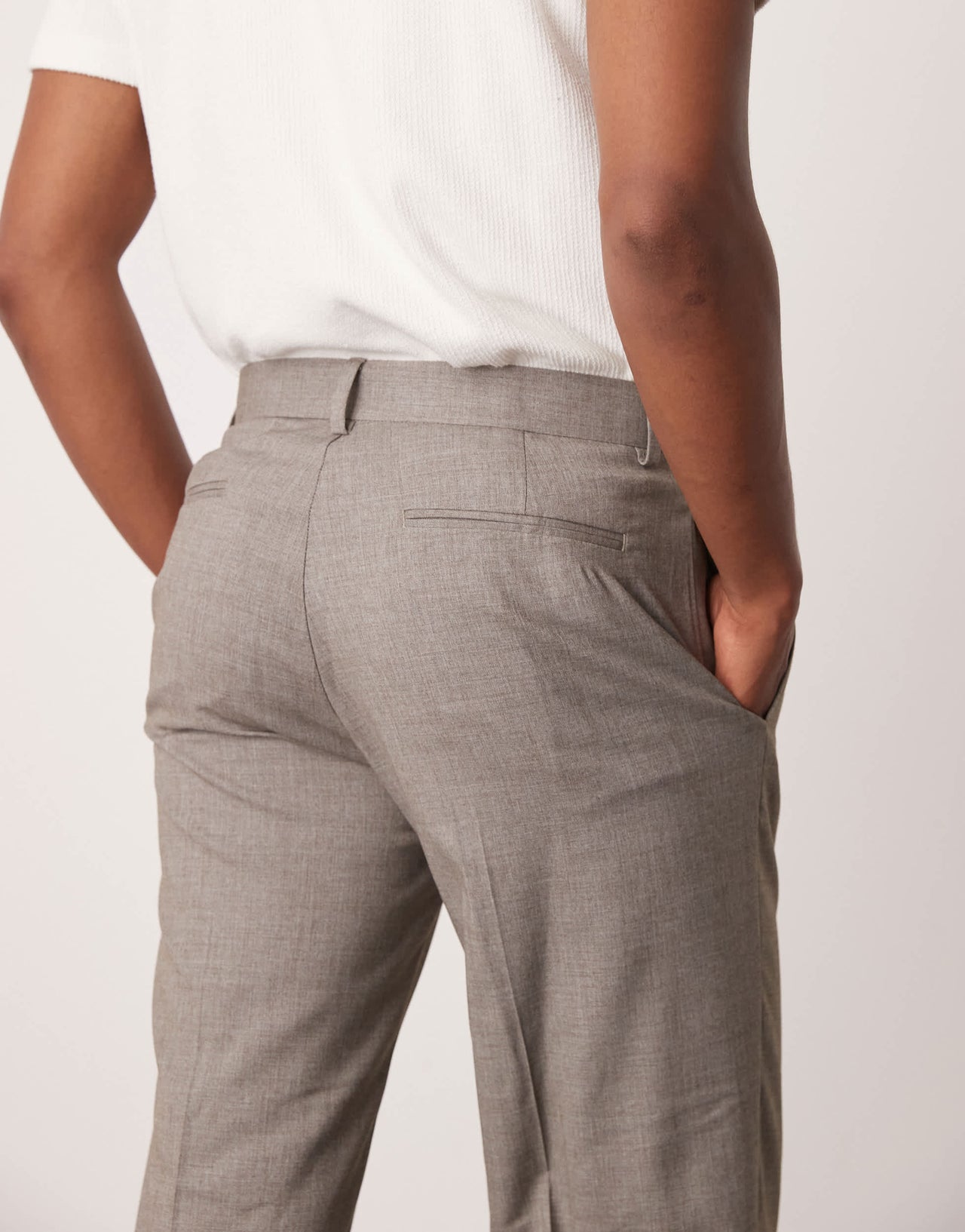 ASOS DESIGN straight leg suit trousers in grey melange texture