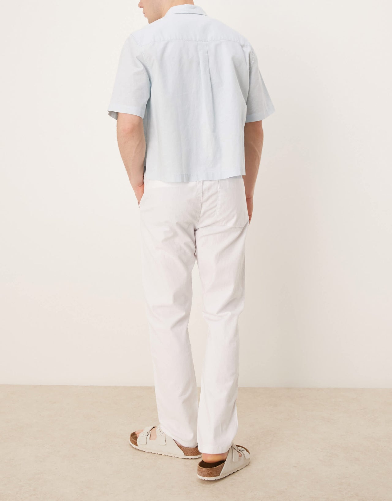 ASOS DESIGN slim linen blend trousers in white
