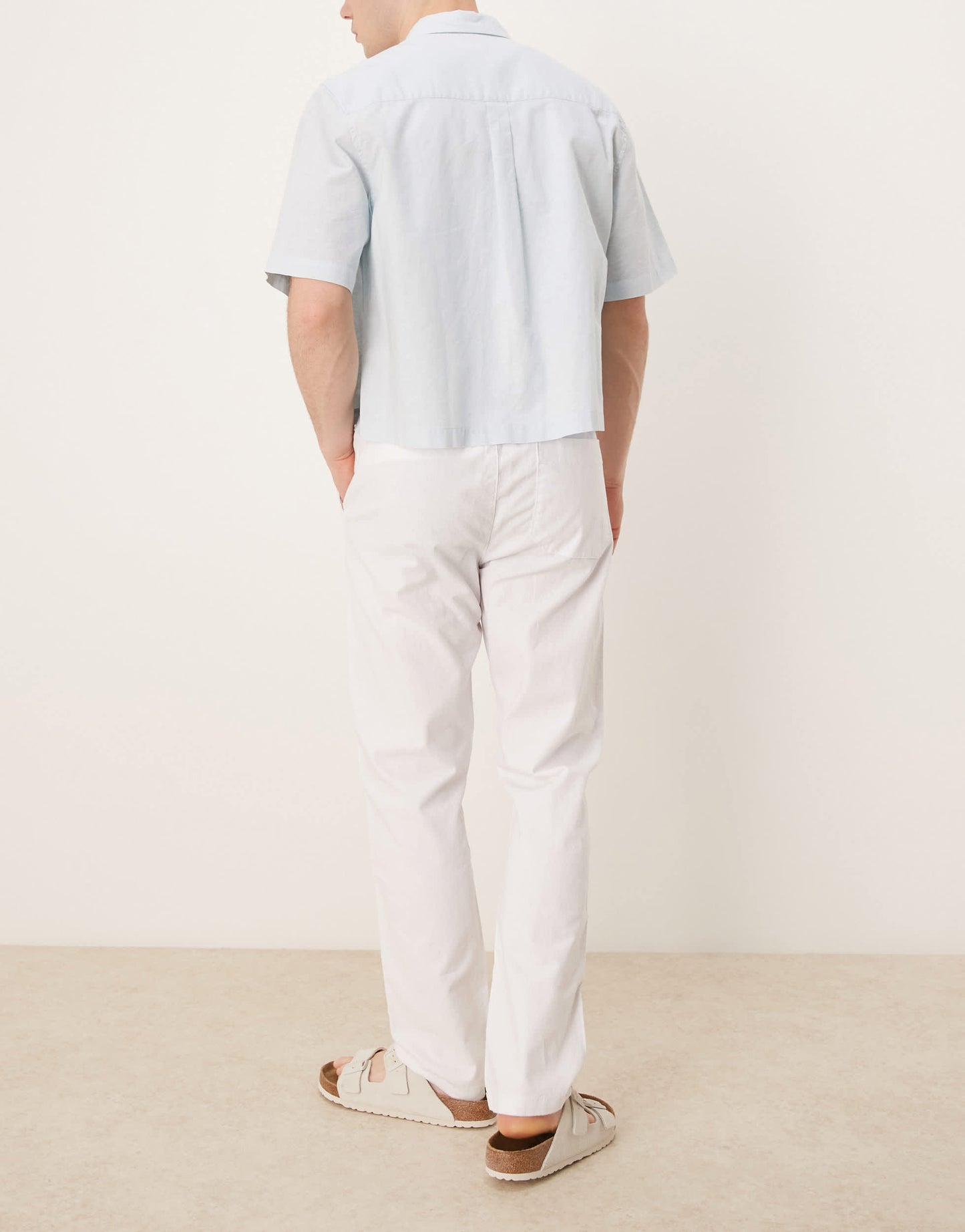 ASOS DESIGN slim linen blend trousers in white
