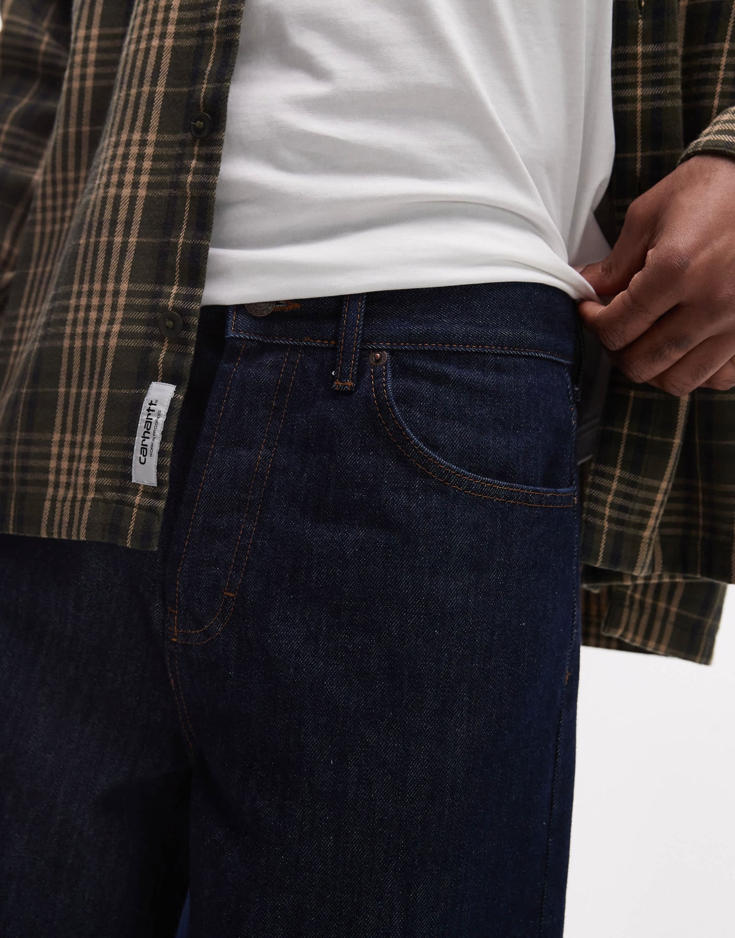 Topman denim mid length jort in mid wash raw