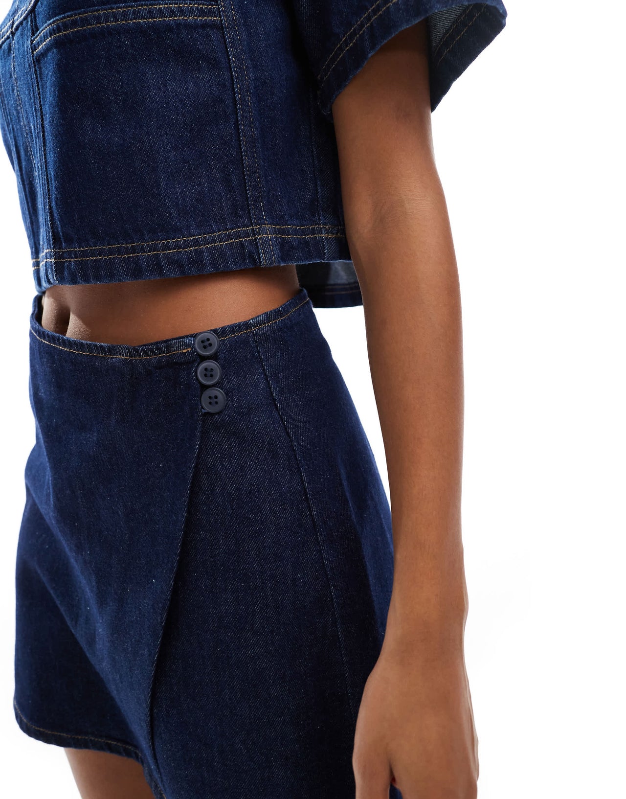 ASOS DESIGN denim skort in rinse co-ord
