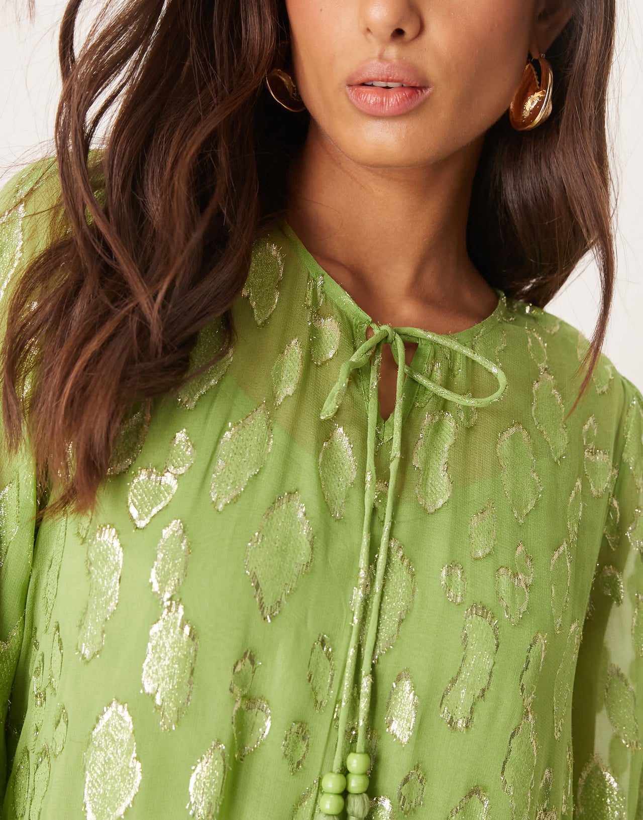 Never Fully Dressed metallic oversized midaxi dress in green