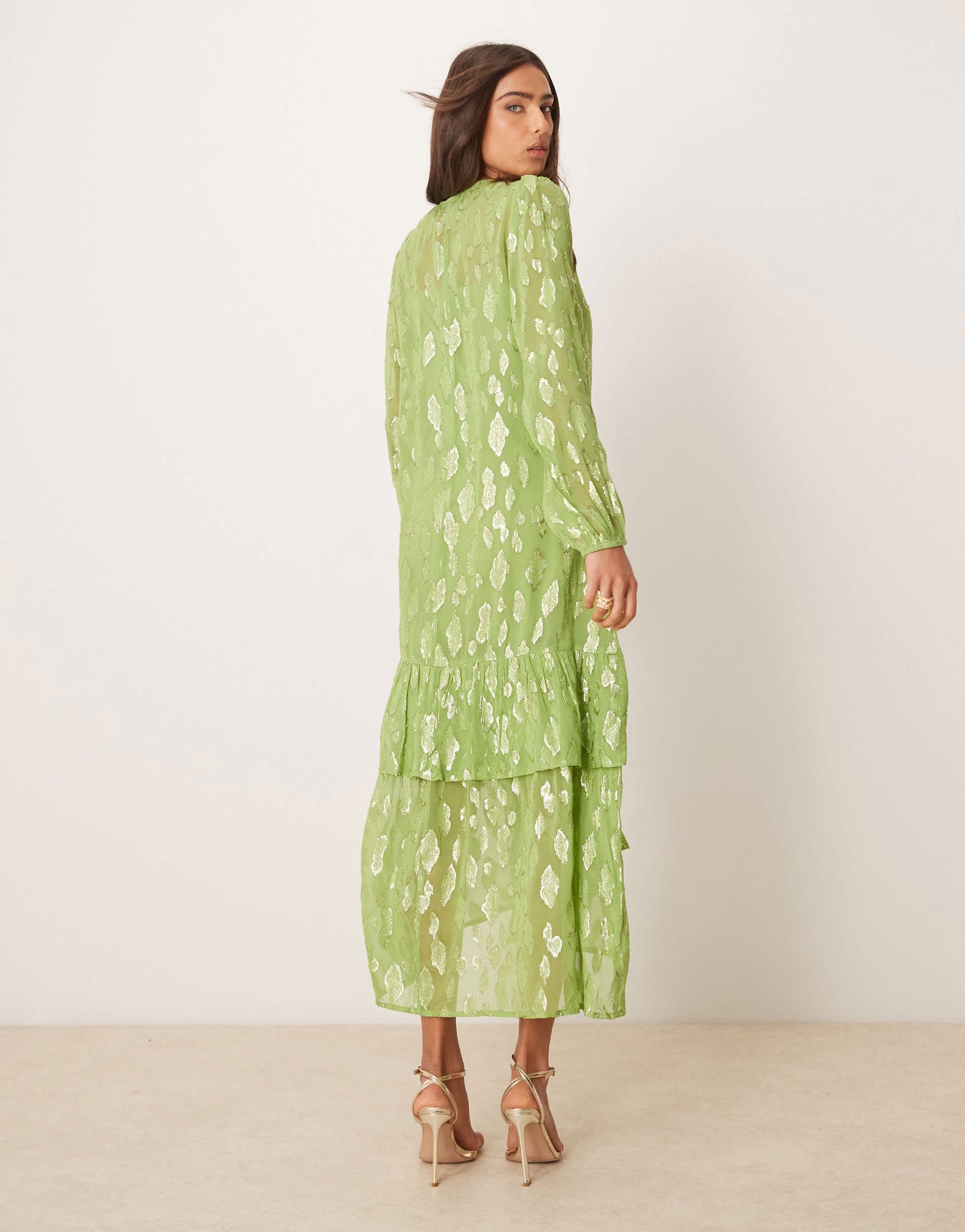 Never Fully Dressed metallic oversized midaxi dress in green