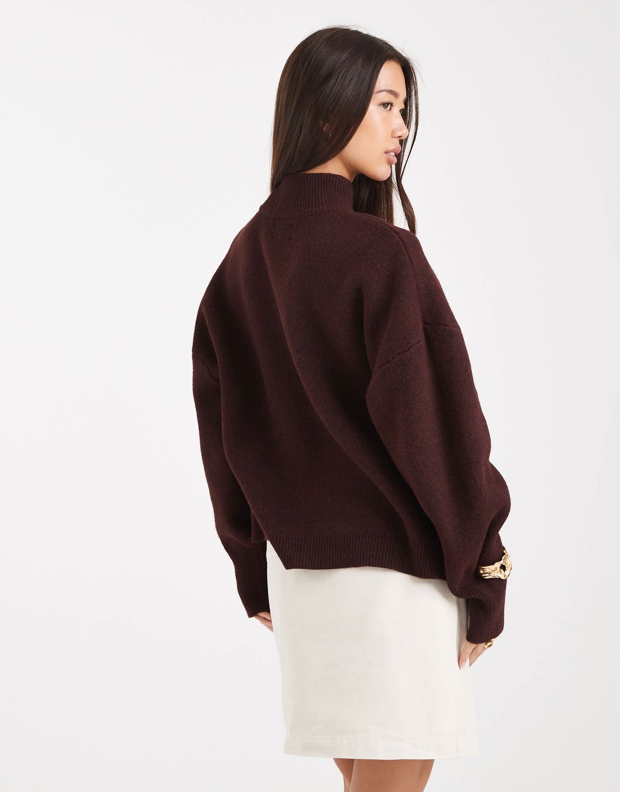 ASOS DESIGN extreme boxy jumper with funnel neck in plum