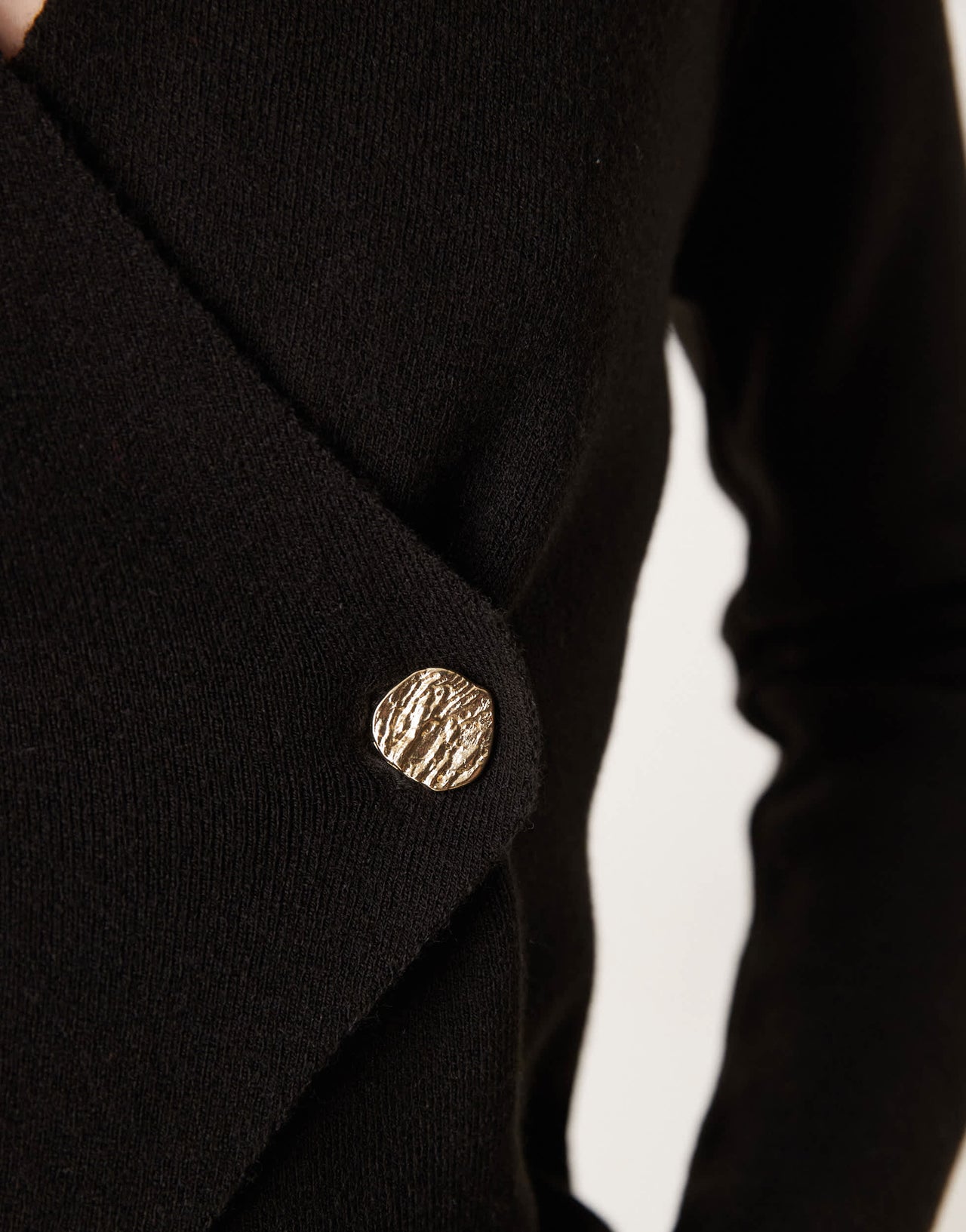 ASOS DESIGN asymmetric compact knit cardigan with large button in black