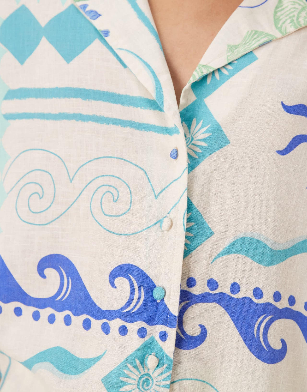 Nobody's Child Rhian linen shirt co-ord in white and blue