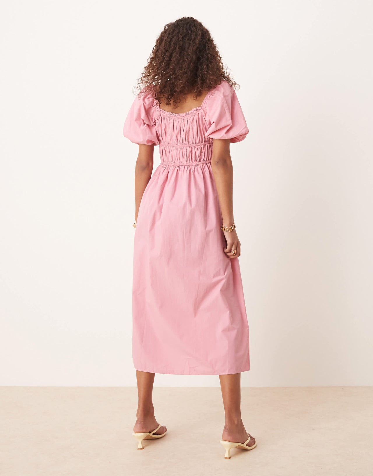 Nobody's Child Kurtis puff sleeve midi dress in pink