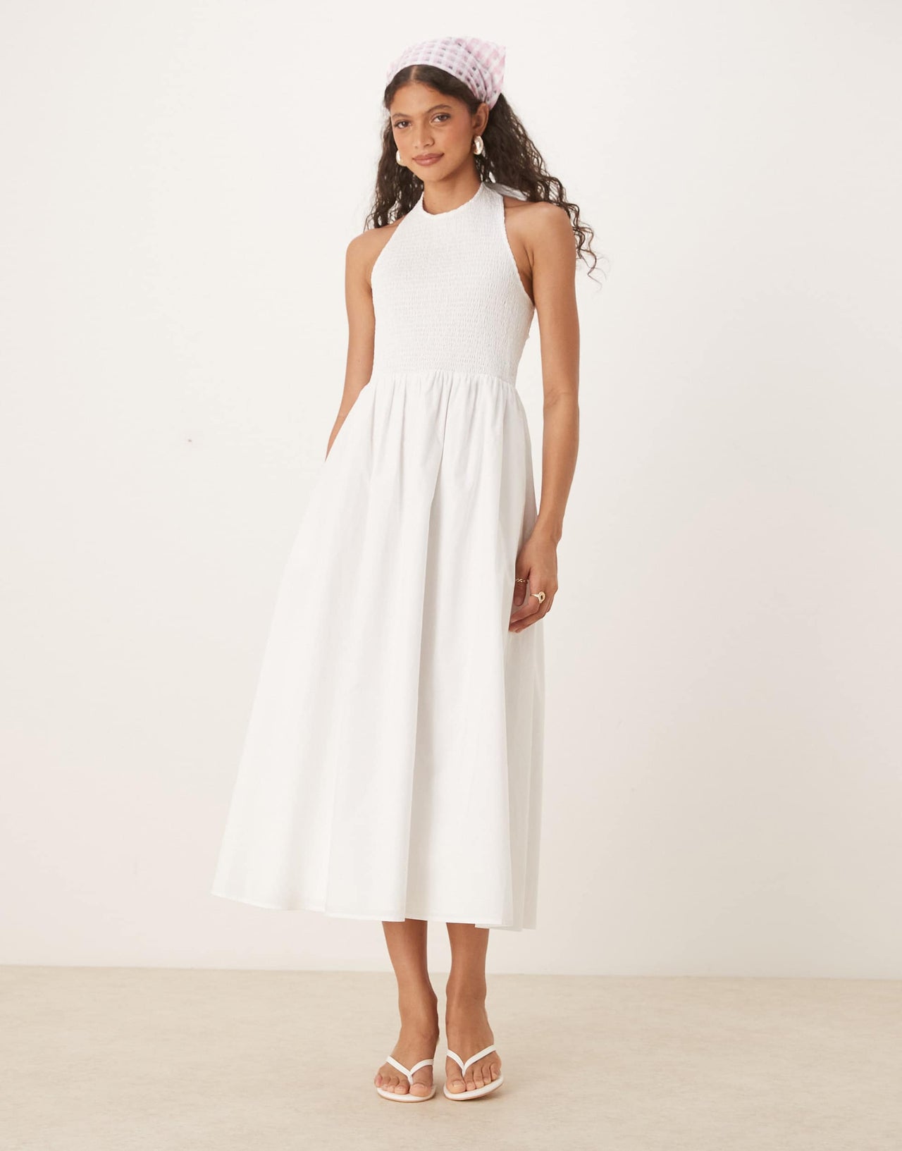 Nobody's Child Tizzy racer midi dress in white