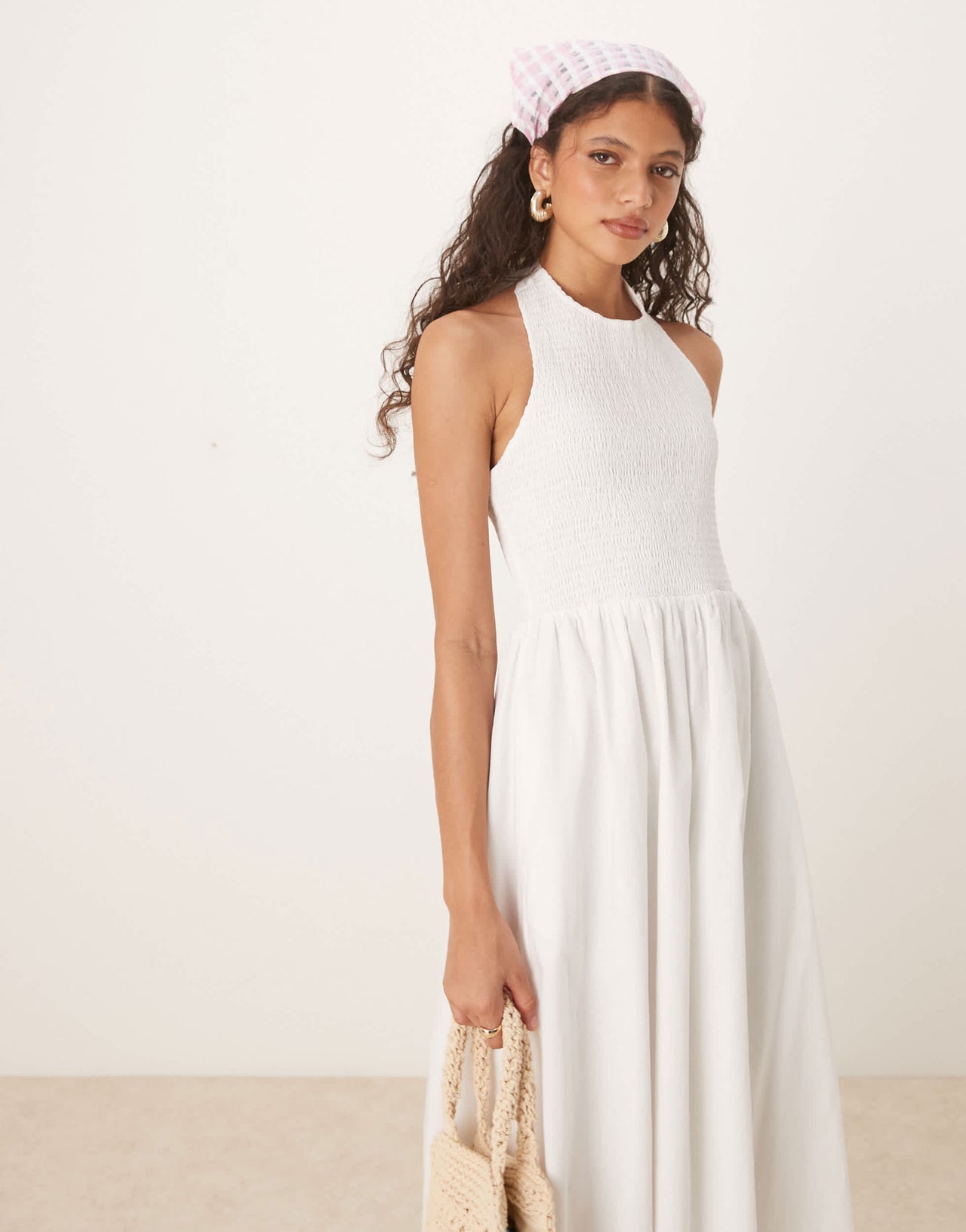Nobody's Child Tizzy racer midi dress in white
