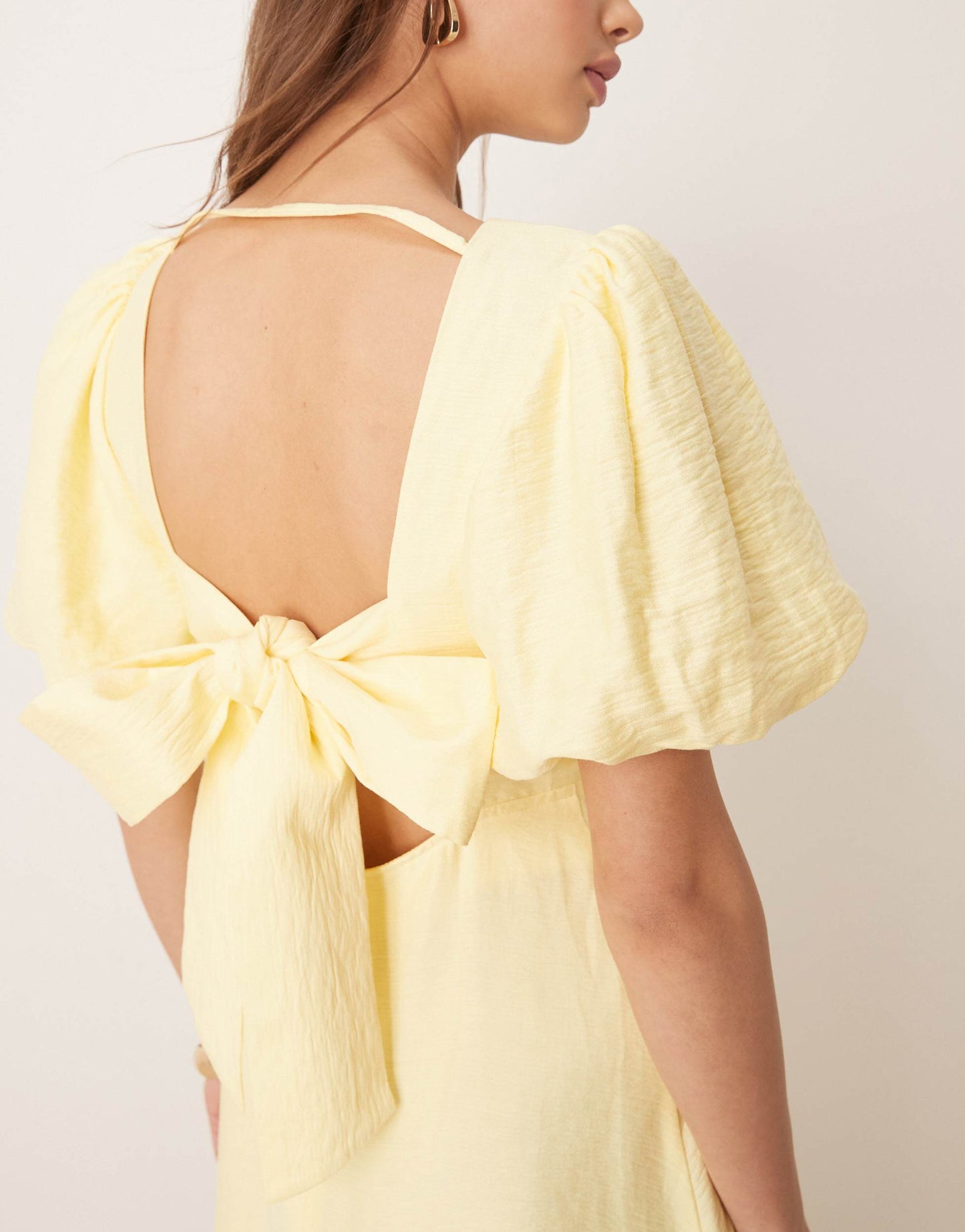 Nobody's Child Zola puff sleeve midi dress in yellow