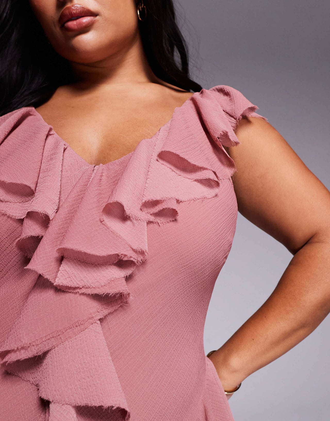 ASOS DESIGN Curve ruffle bias maxi dress with open back in rose pink