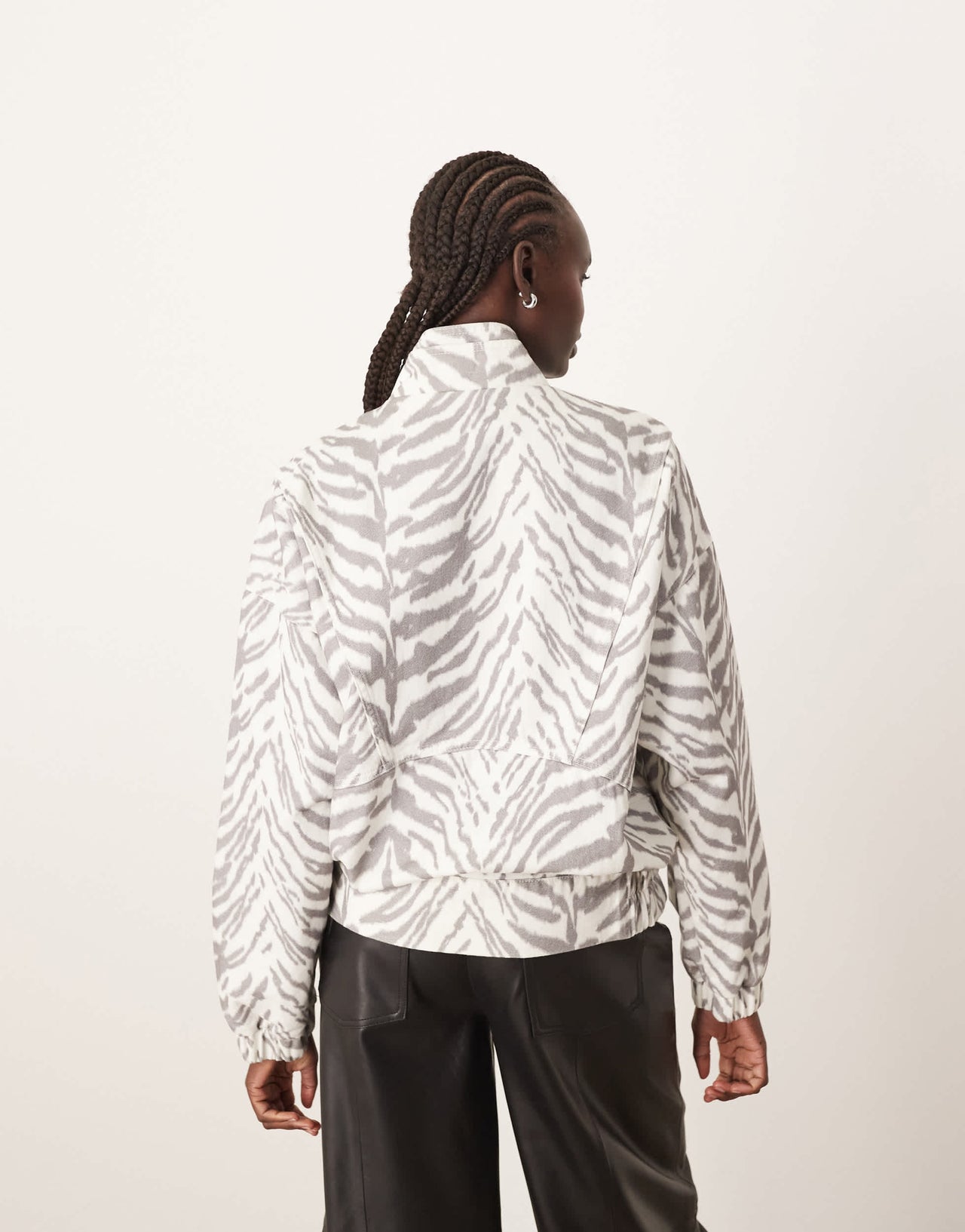 ARRANGE denim bomber jacket with seam detail in tiger print
