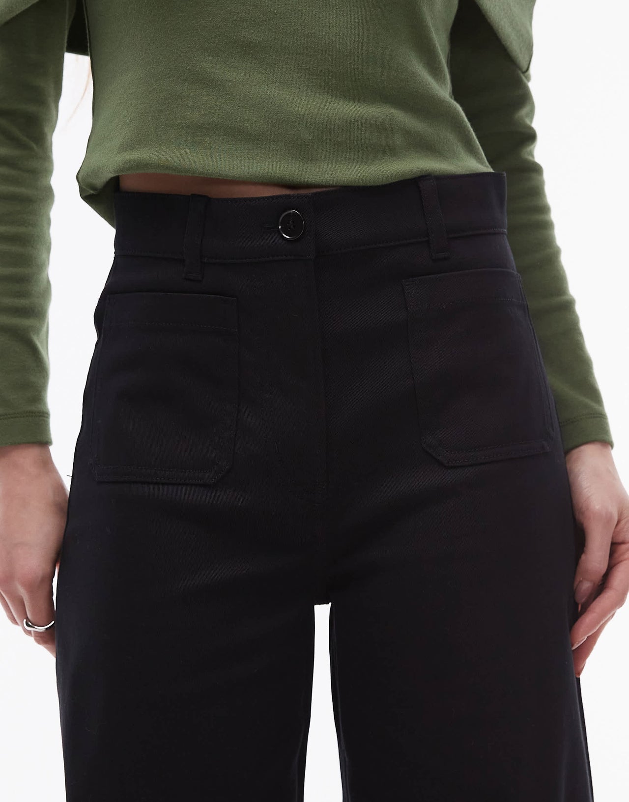 ARKET Lupine stretch cotton high rise wide leg jeans in black
