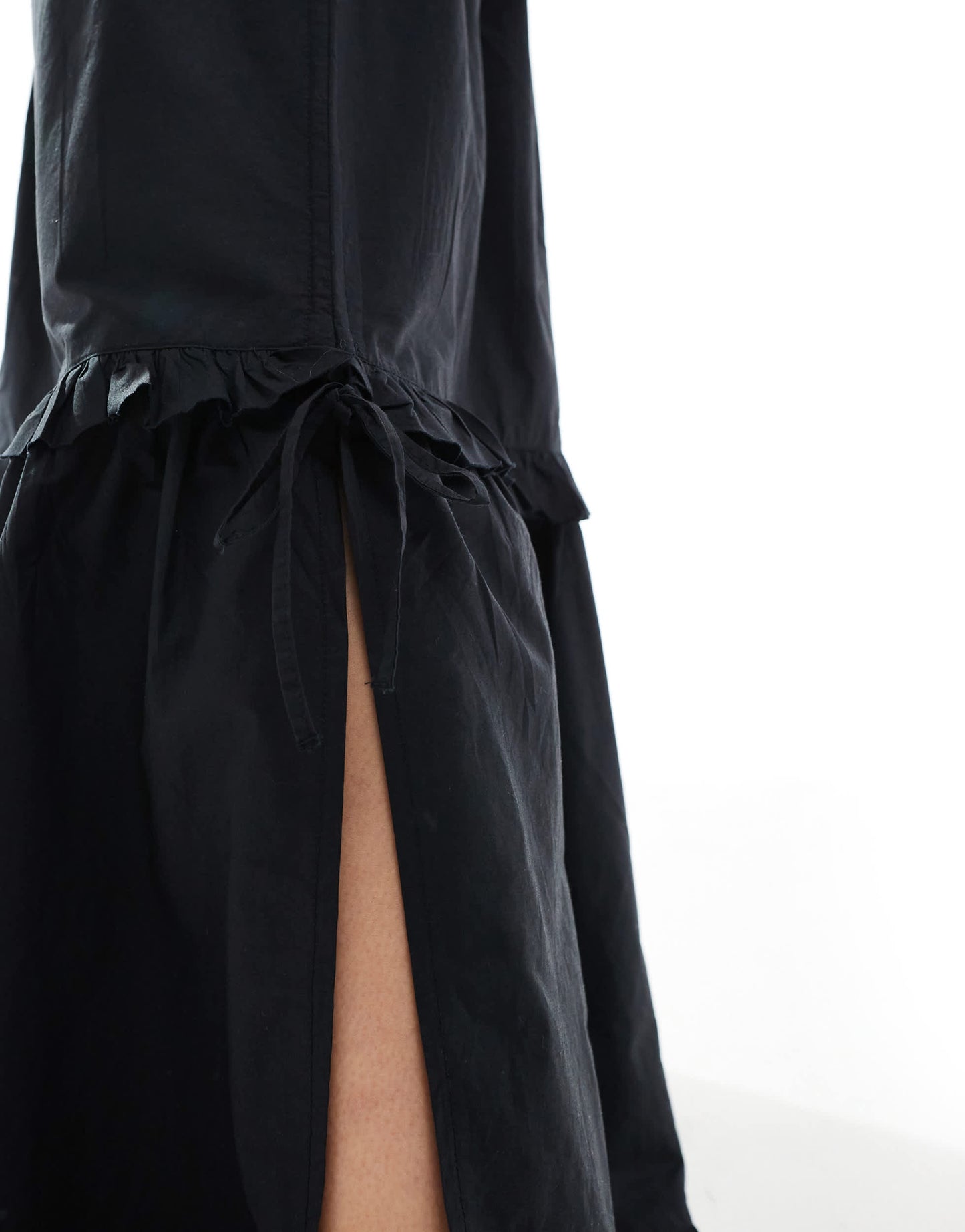 Monki tiered maxi skirt with ruffle detail in black