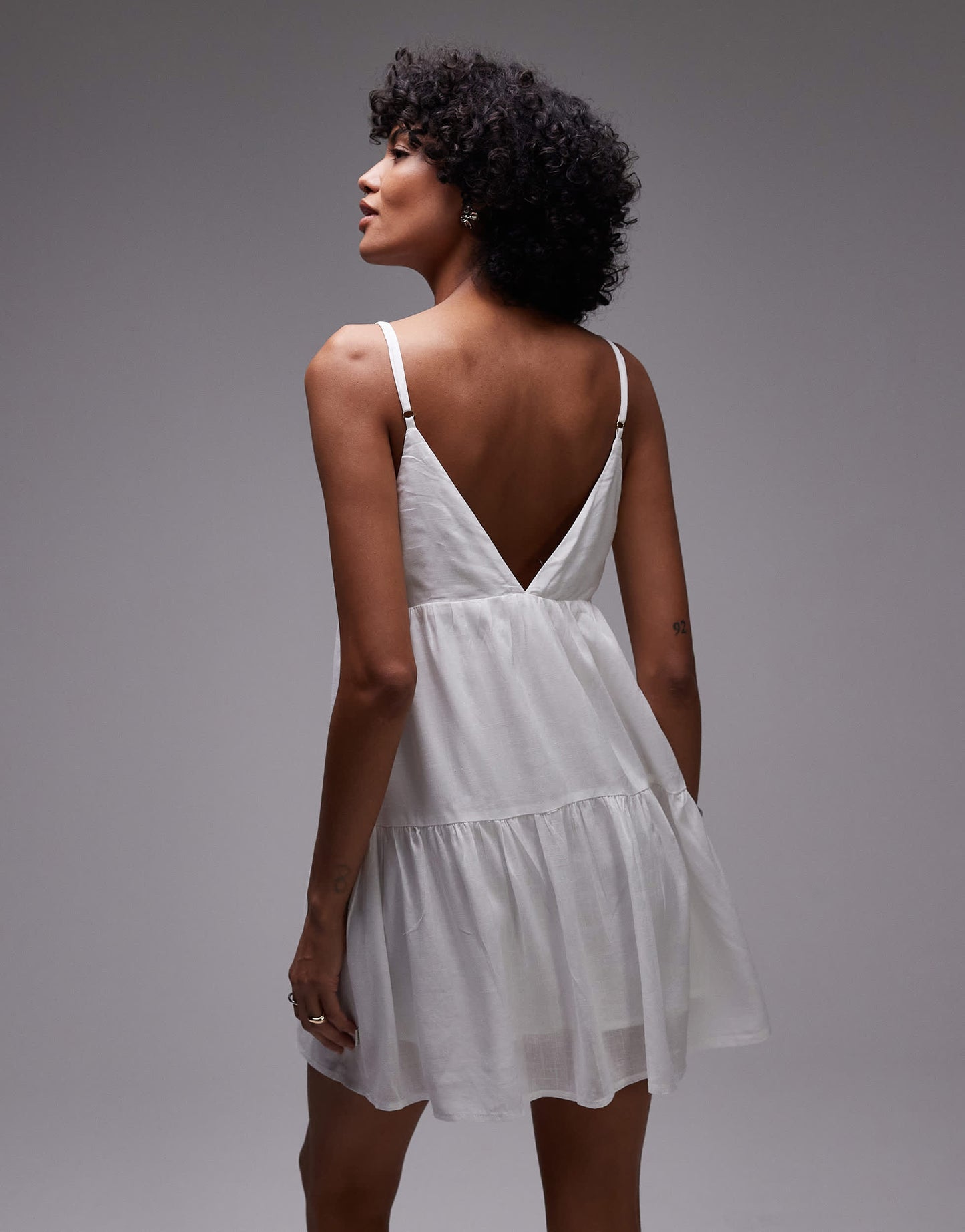 Rhythm classic tiered mini beach dress in white