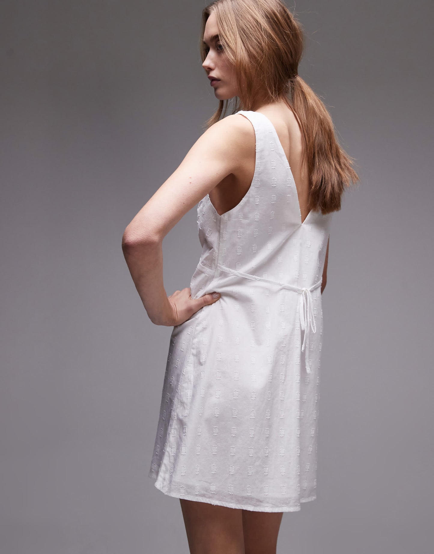 Rhythm mirage mini v neck dress in white