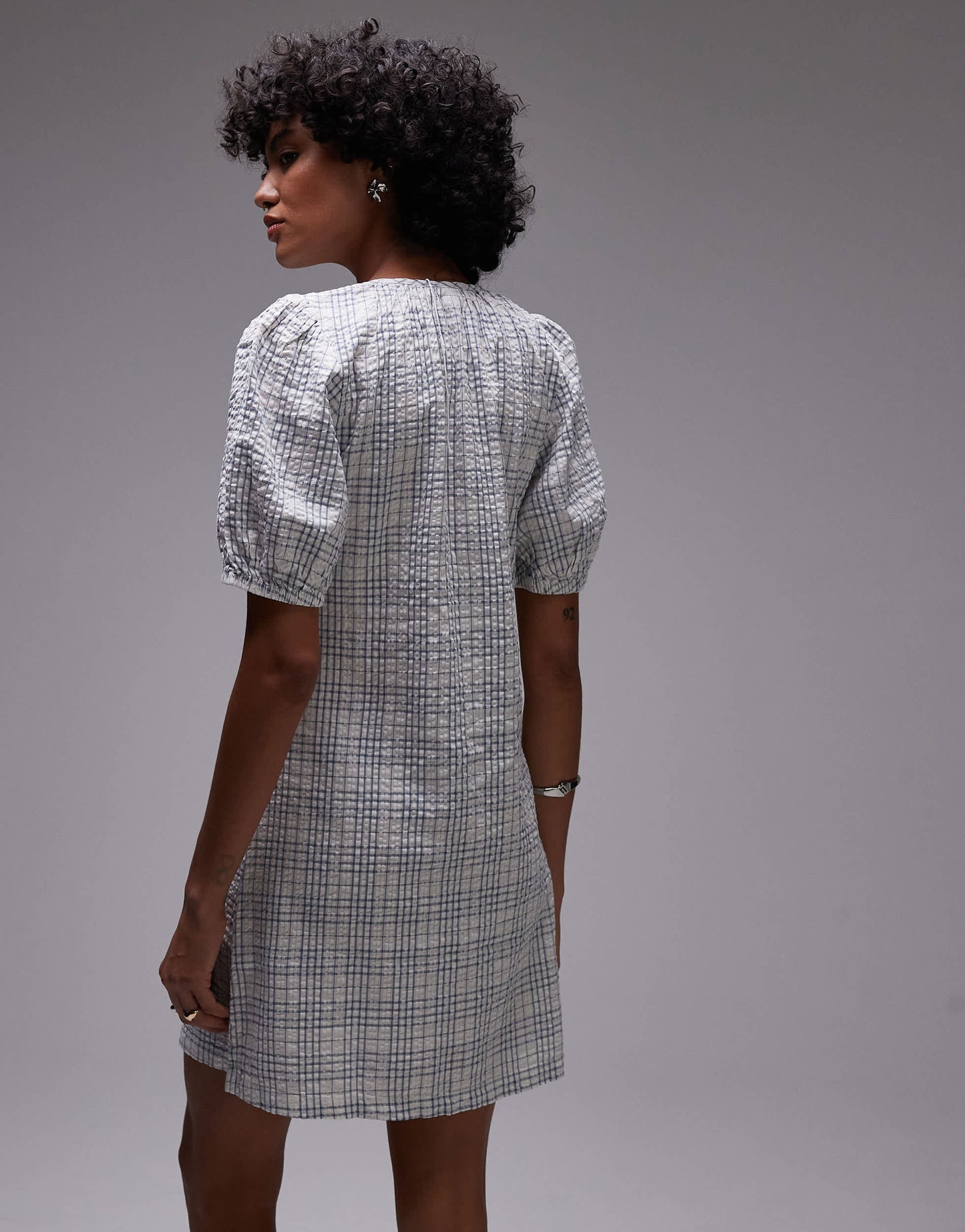 Rhythm desi plaid mini dress in blue