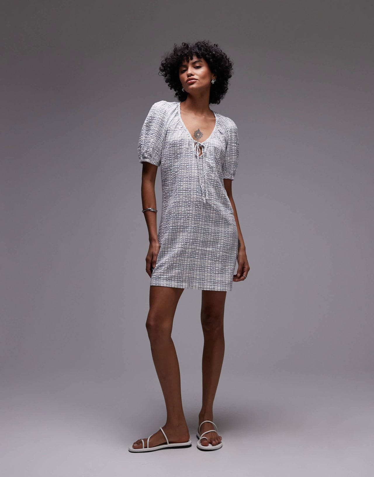Rhythm desi plaid mini dress in blue
