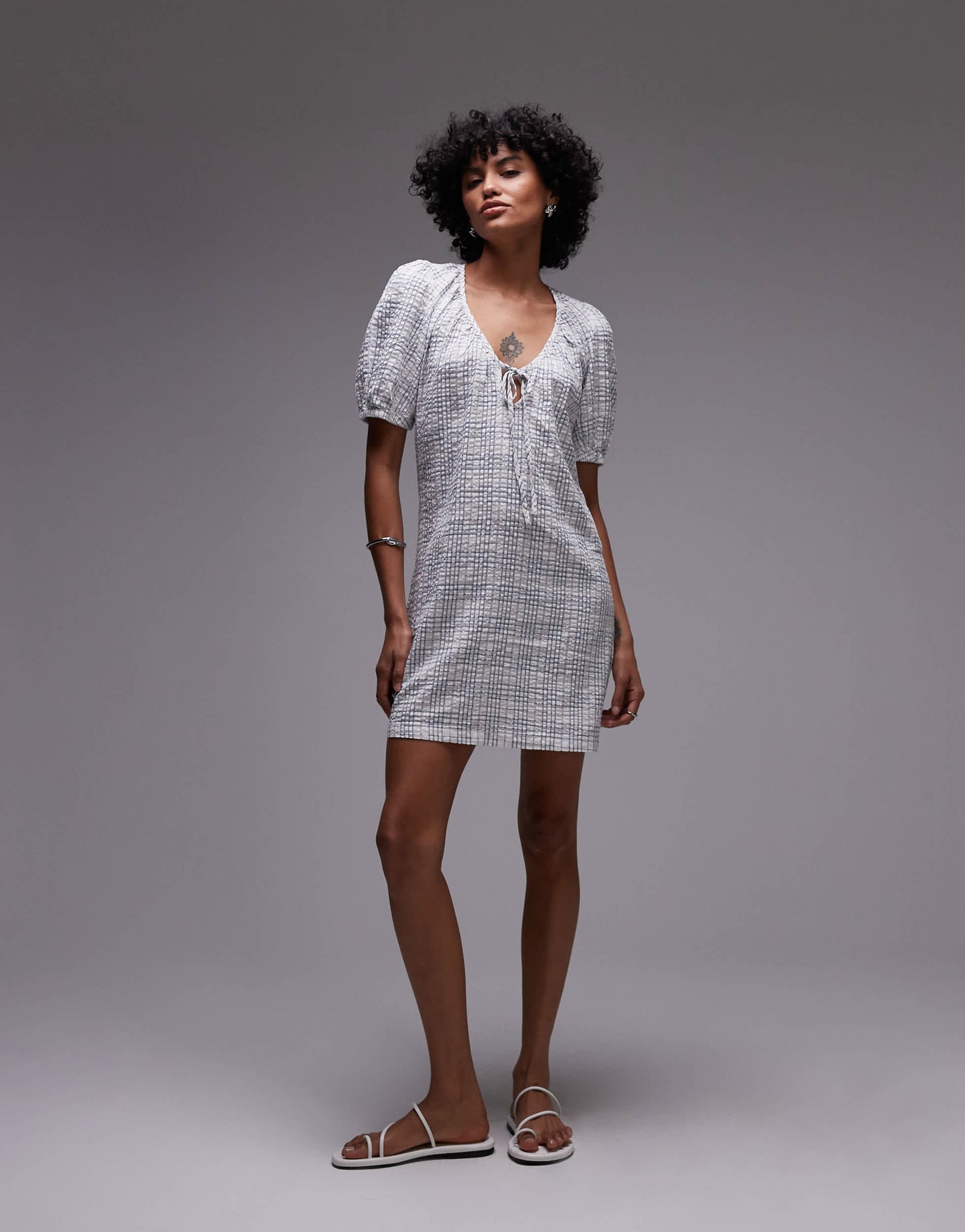 Rhythm desi plaid mini dress in blue