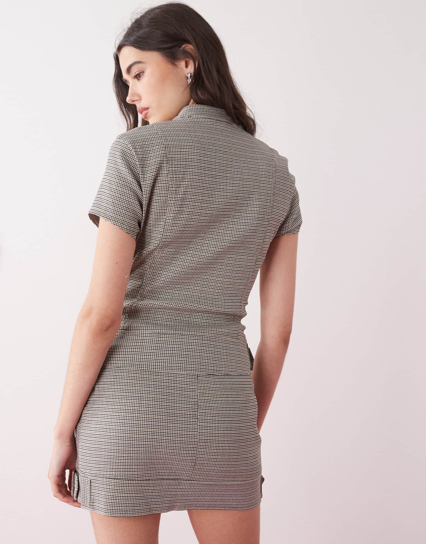 COLLUSION tailored mini skirt in mixed check