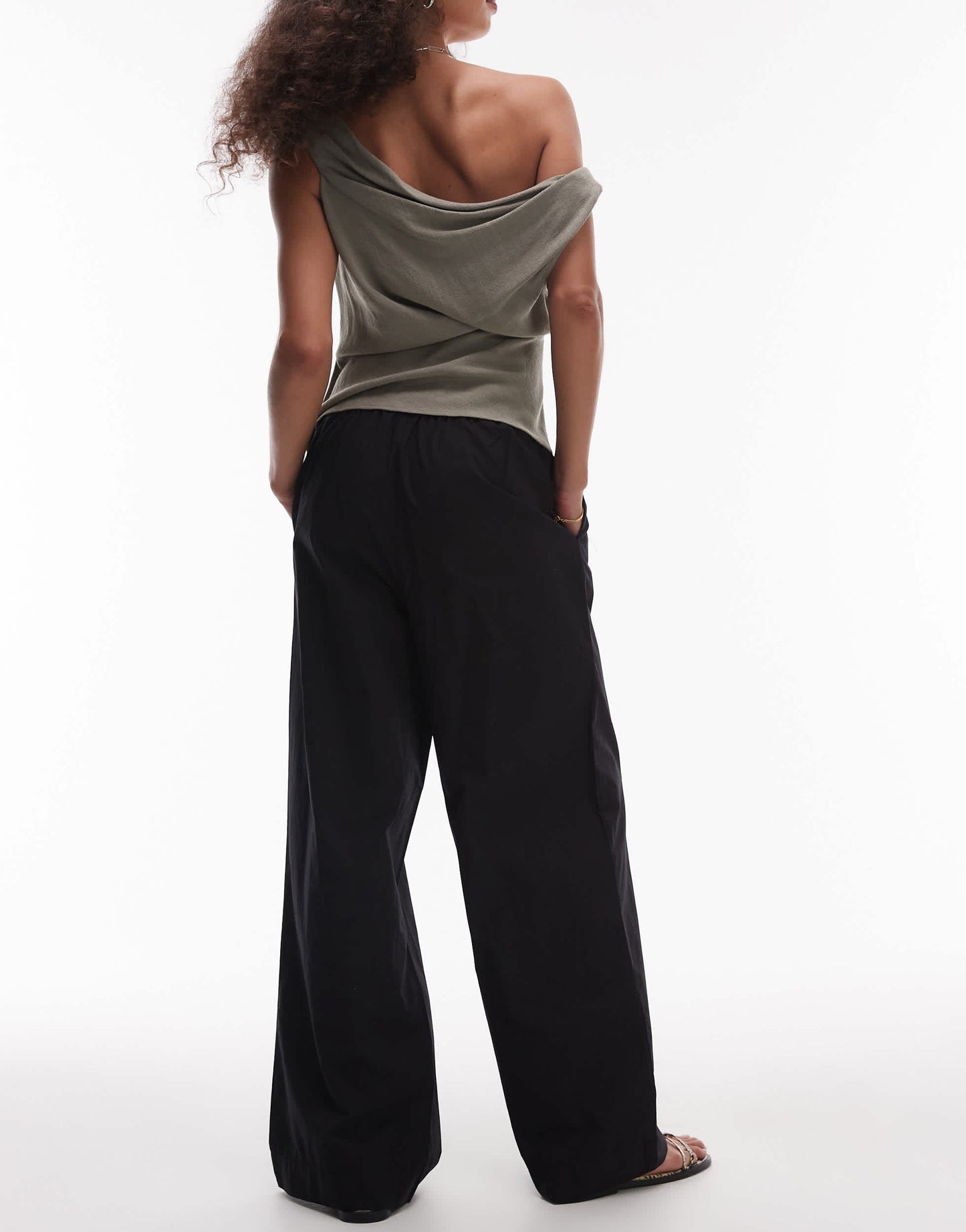 Rhythm posie gathered trousers in black