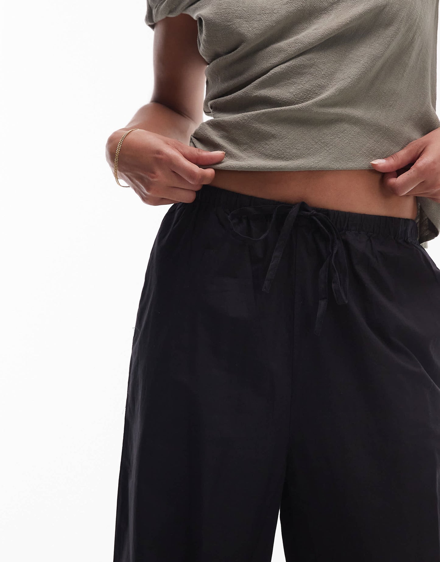 Rhythm posie gathered trousers in black