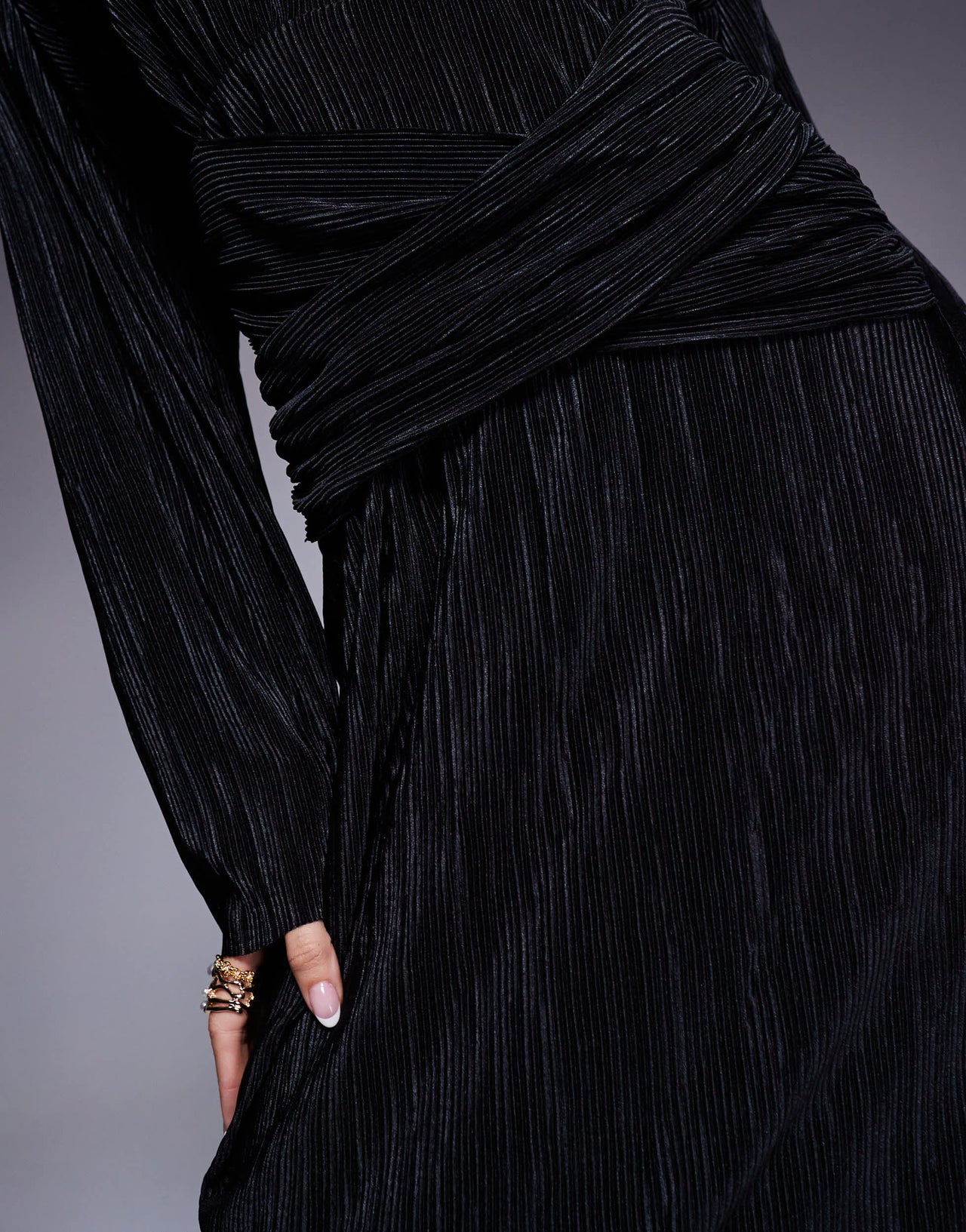ASOS DESIGN plisse maxi dress in black