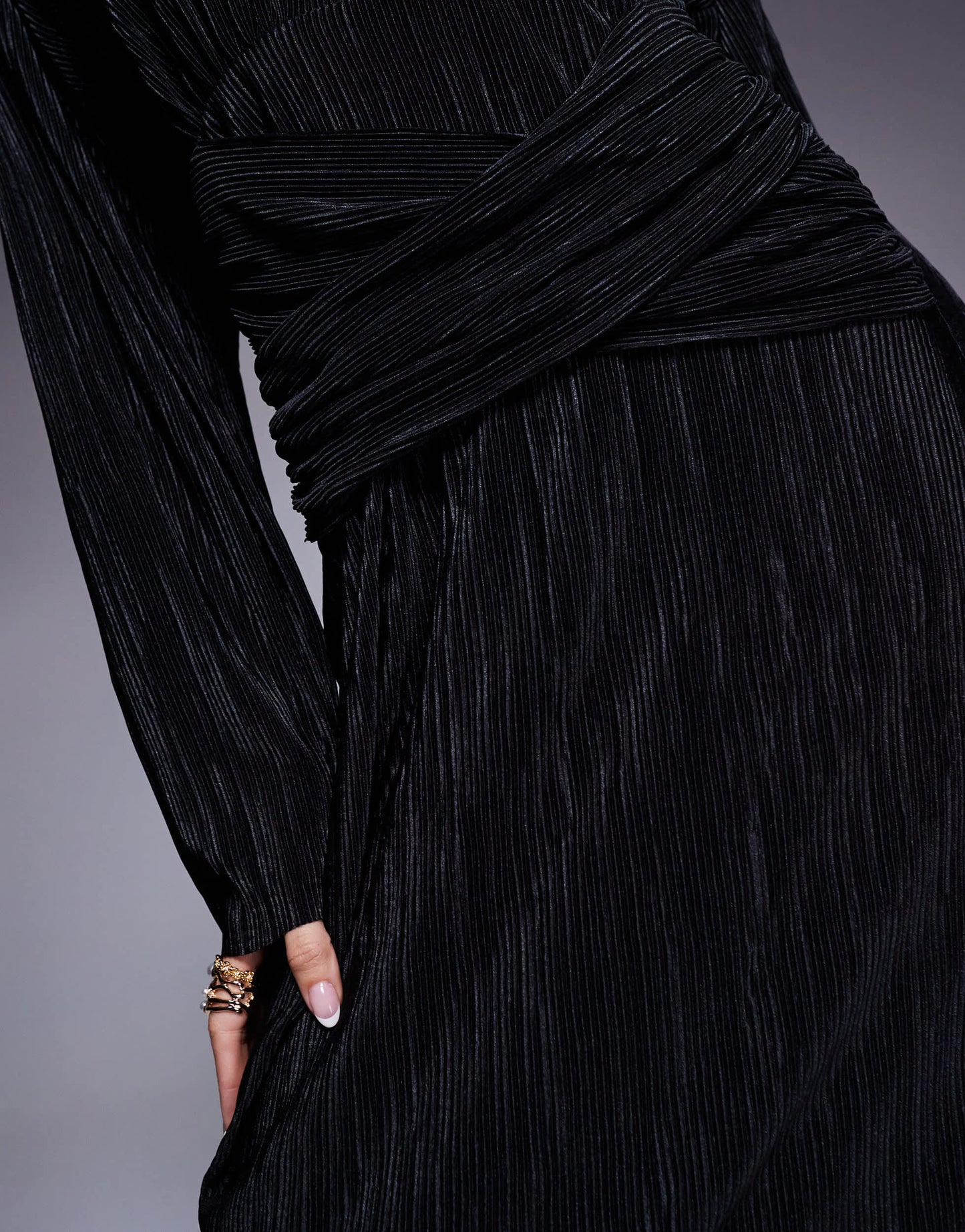 ASOS DESIGN plisse maxi dress in black