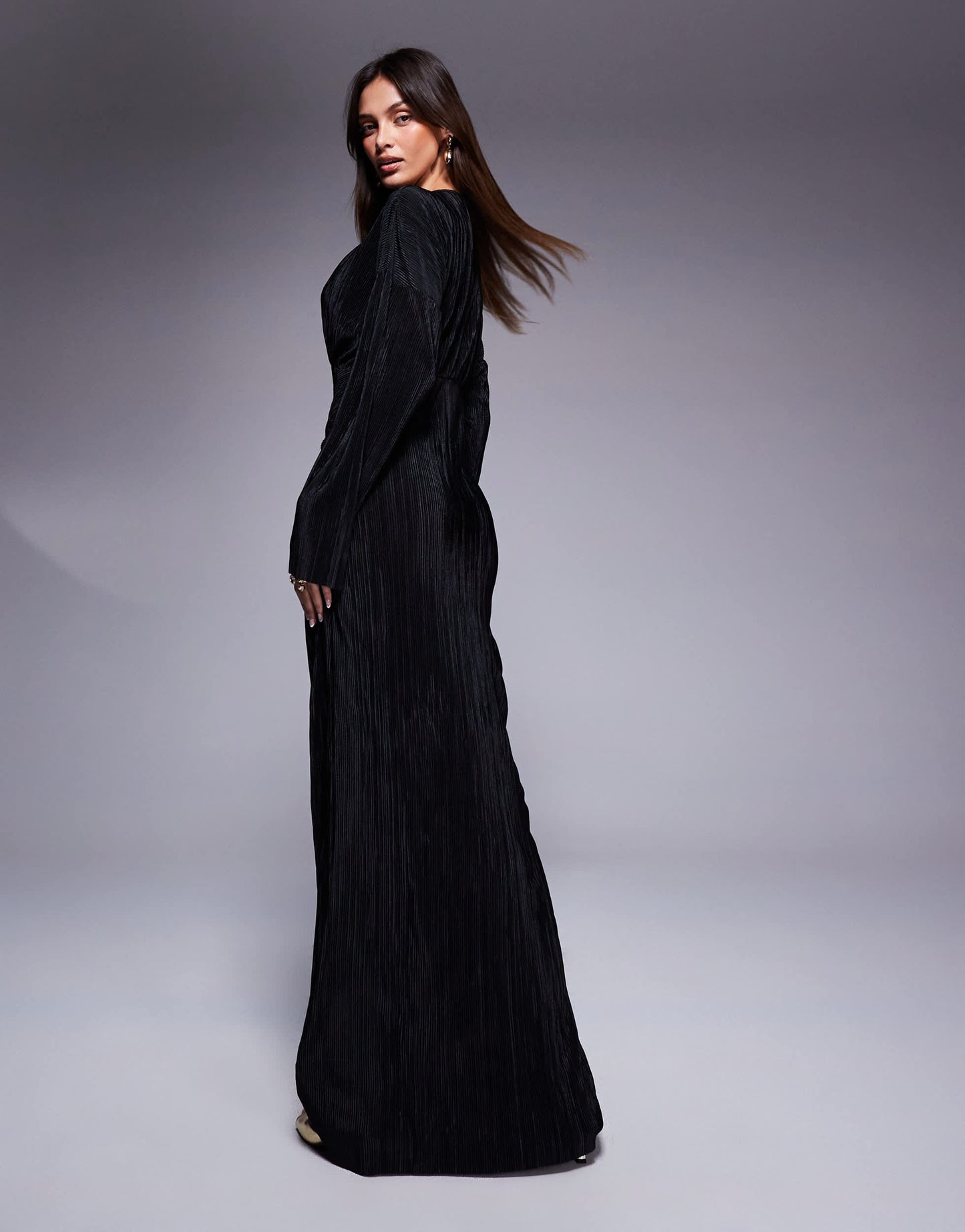 ASOS DESIGN plisse maxi dress in black
