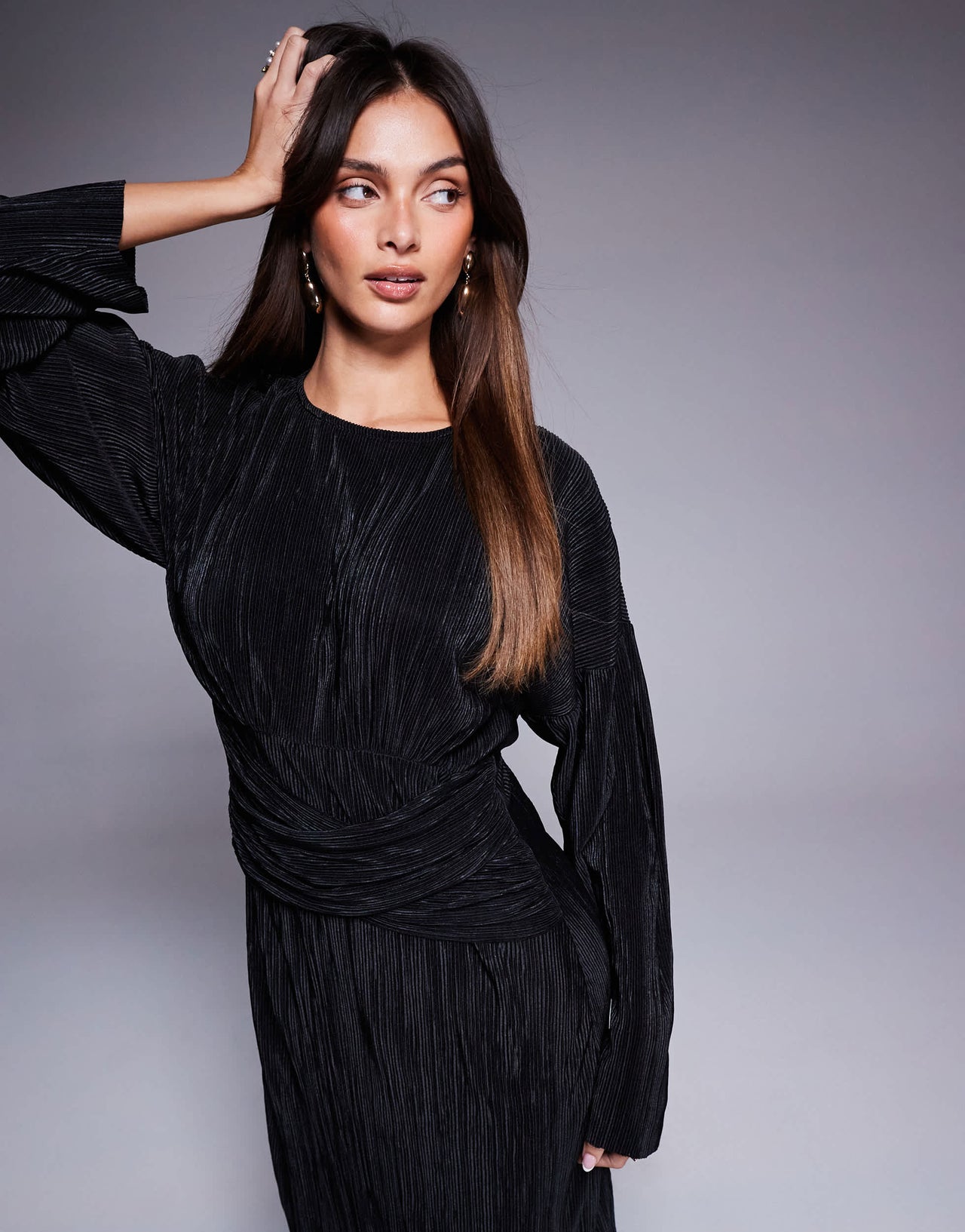 ASOS DESIGN plisse maxi dress in black