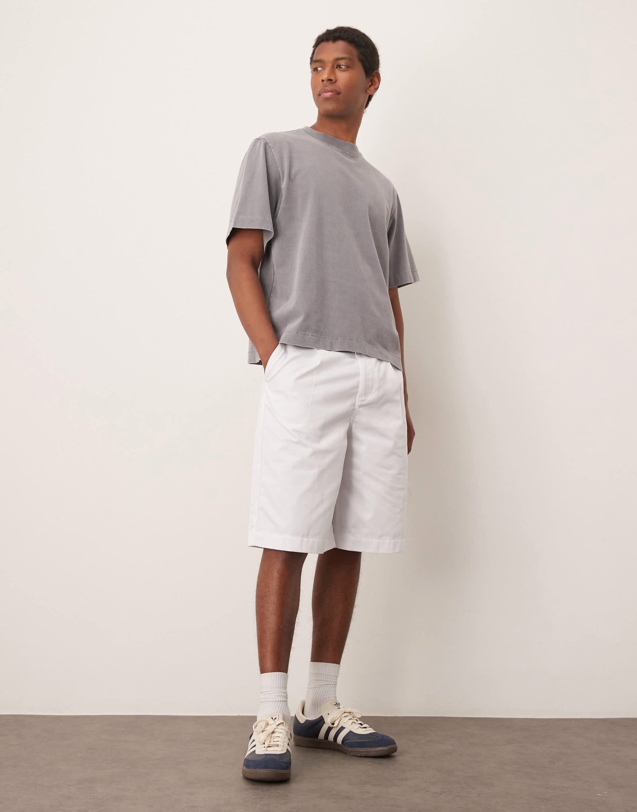 ASOS DESIGN oversized baggy pleated shorts in white